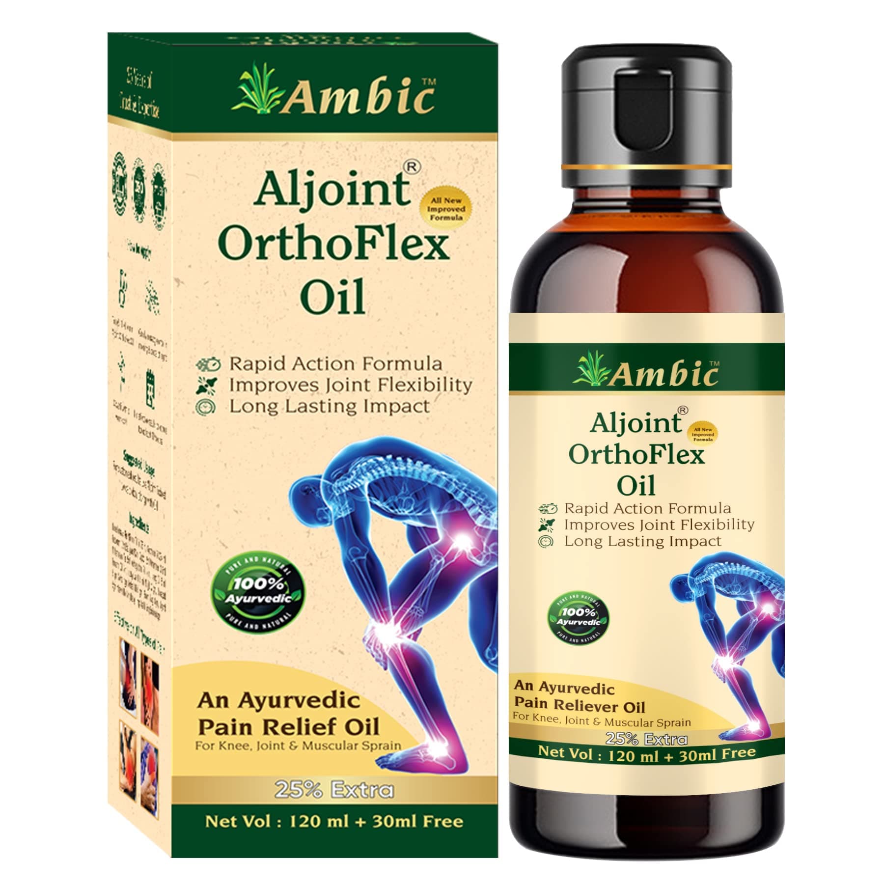 - Aljoint Pain Relief Oils - Ortho Flex 120ml+30ml Extra Joint Pain Relief Oil, Advanced Ayurvedic Medicine with Boswellia Serrata for Joint Pain Relief & Knee.