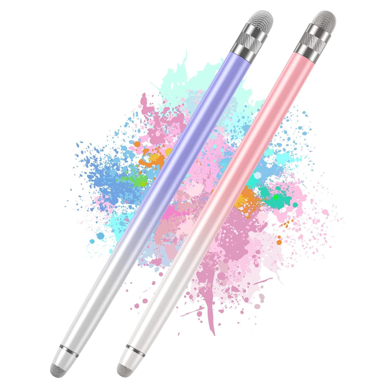 Bopomofo 2PCS Stylus Pens for Touch Screens,Stylus Pen for iPhone/iPad/Tablet Android/Microsoft Surface,Compatible with All Touch Screens(White Pink/White Purple)