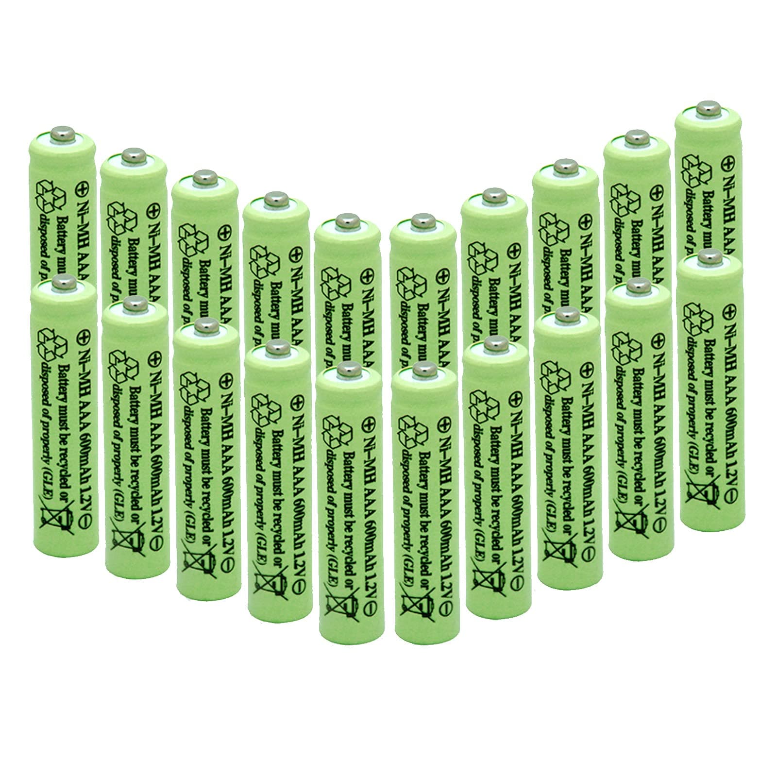 Solar Light Batteries AAA Triple A NiMH 600mAh 1.2V Rechargeable for Garden Solar Lights Remotes Mice(20Pcs)