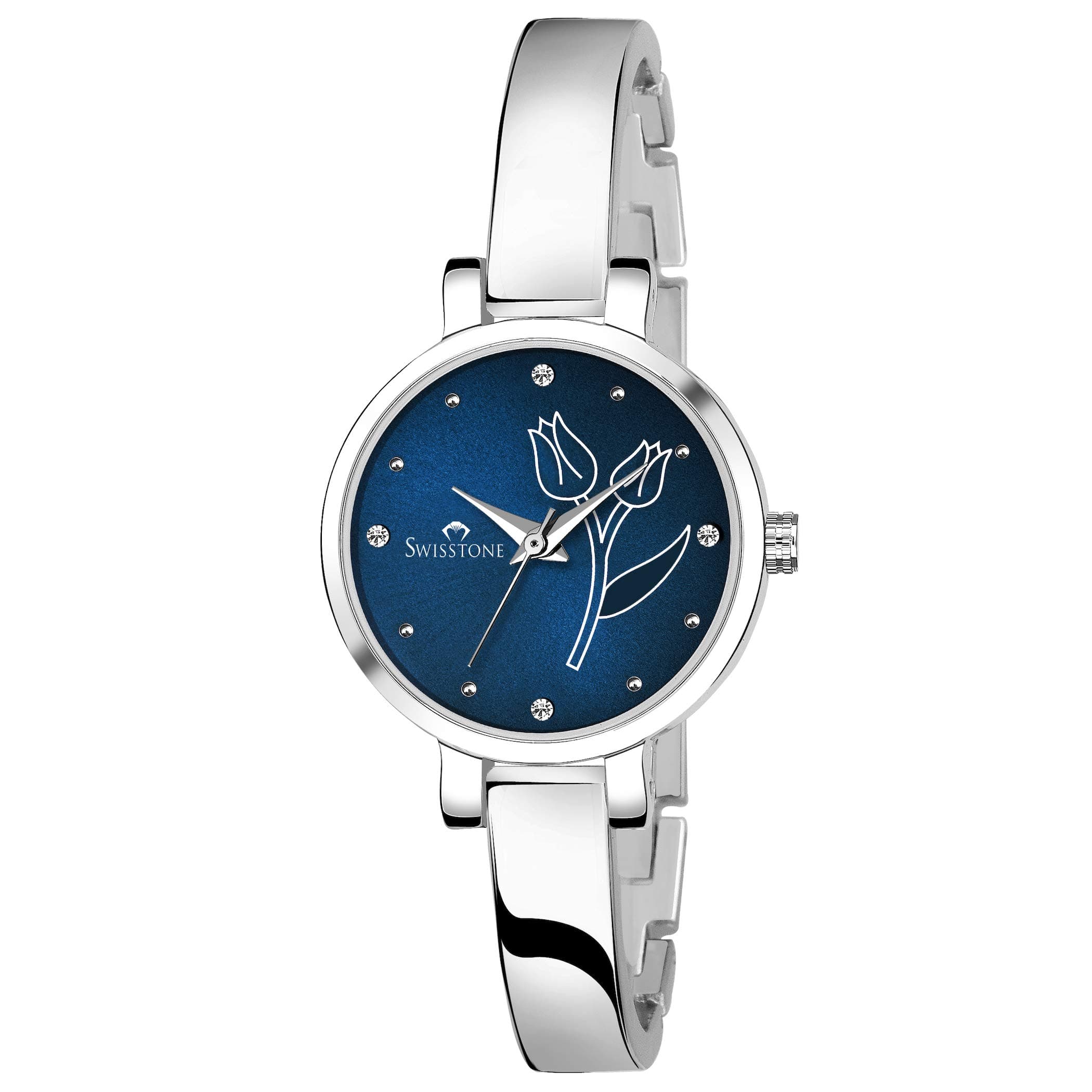 Analog Stainless Steel Silver Plated Women's Watch (Blue Dial Silver Colored Strap).