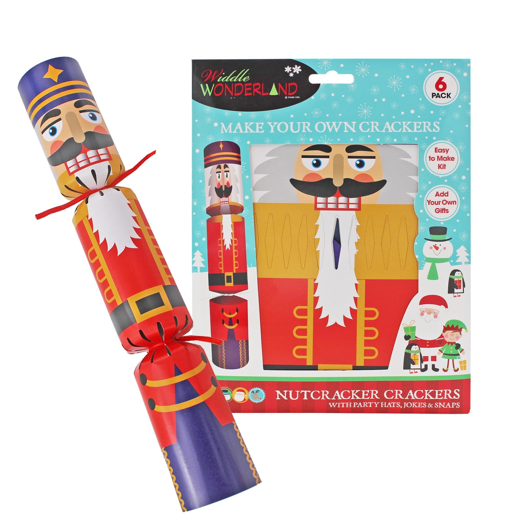 Widdle Wonderland 6 Pack Make your Own Christmas Cracker Kit - Nutcracker 2988