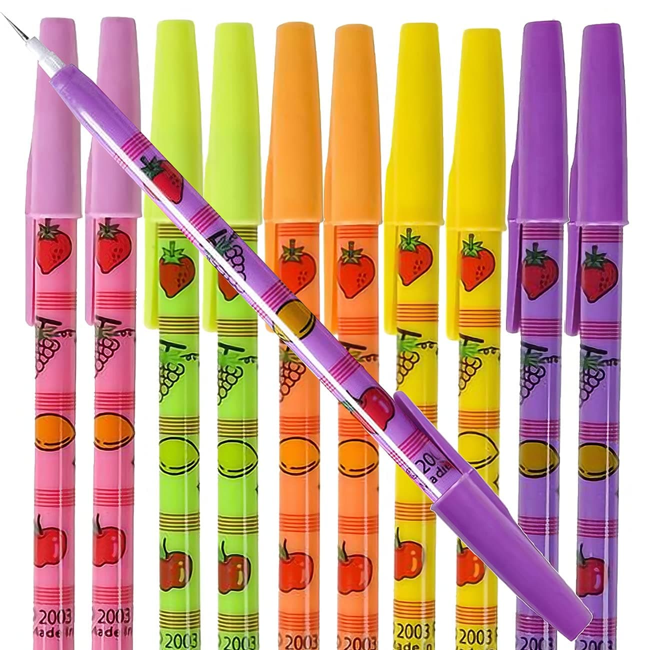 ArtCreativityPop a Point Fruit Pencils, Bulk Set of 50, Non-Sharpening Pencils with Fruity Prints, School Stationery Supplies, Teacher Rewards, Cute Party Favors for Kids and Adults, Assorted Colors