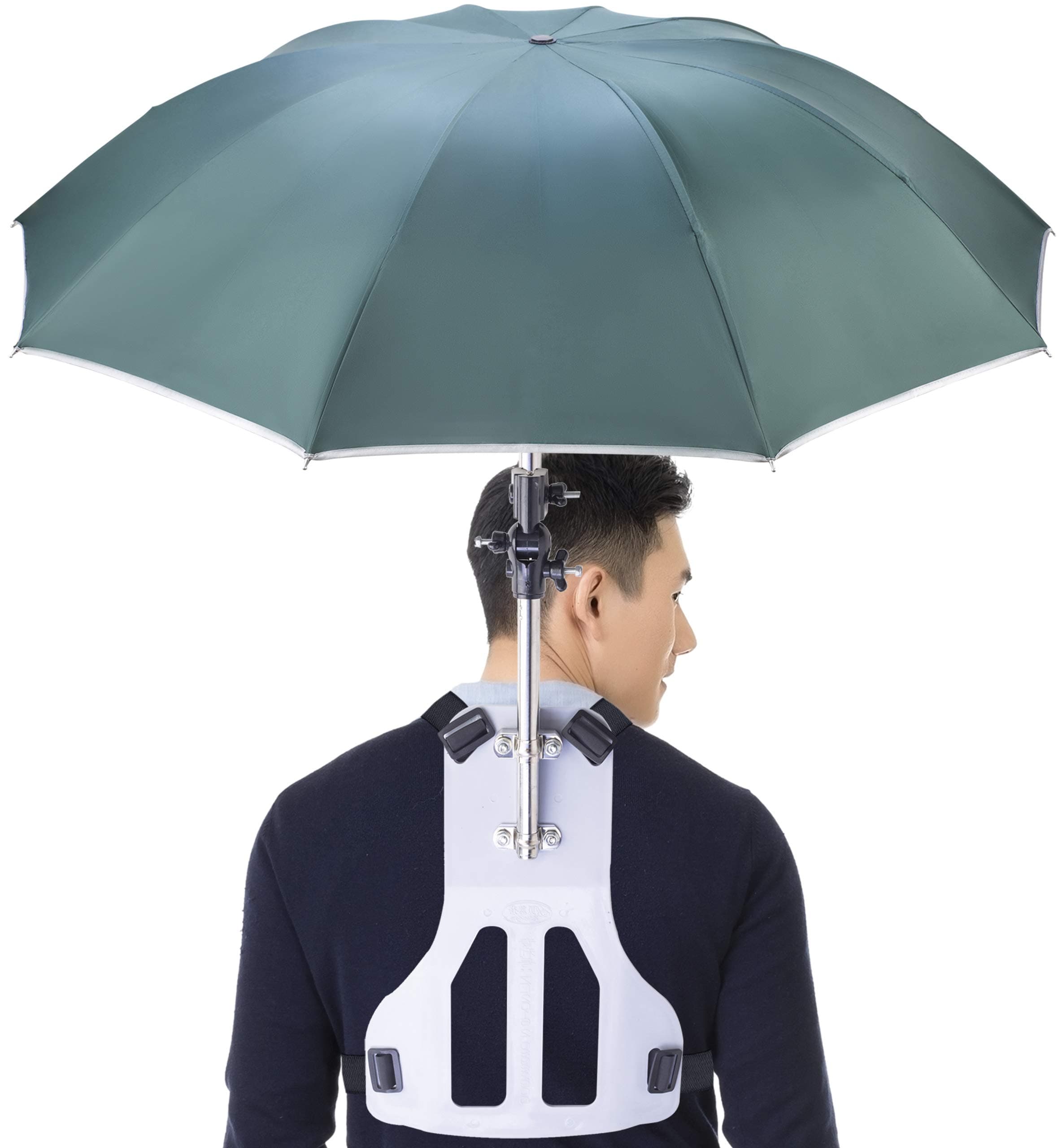 Primo Supply Wearable Hands-Free Umbrella Sun Rain Blocker Fishing Outdoor Use Running Jogging Get Shade and Avoid Hot Afternoons Outside and UV Sunburn | Green