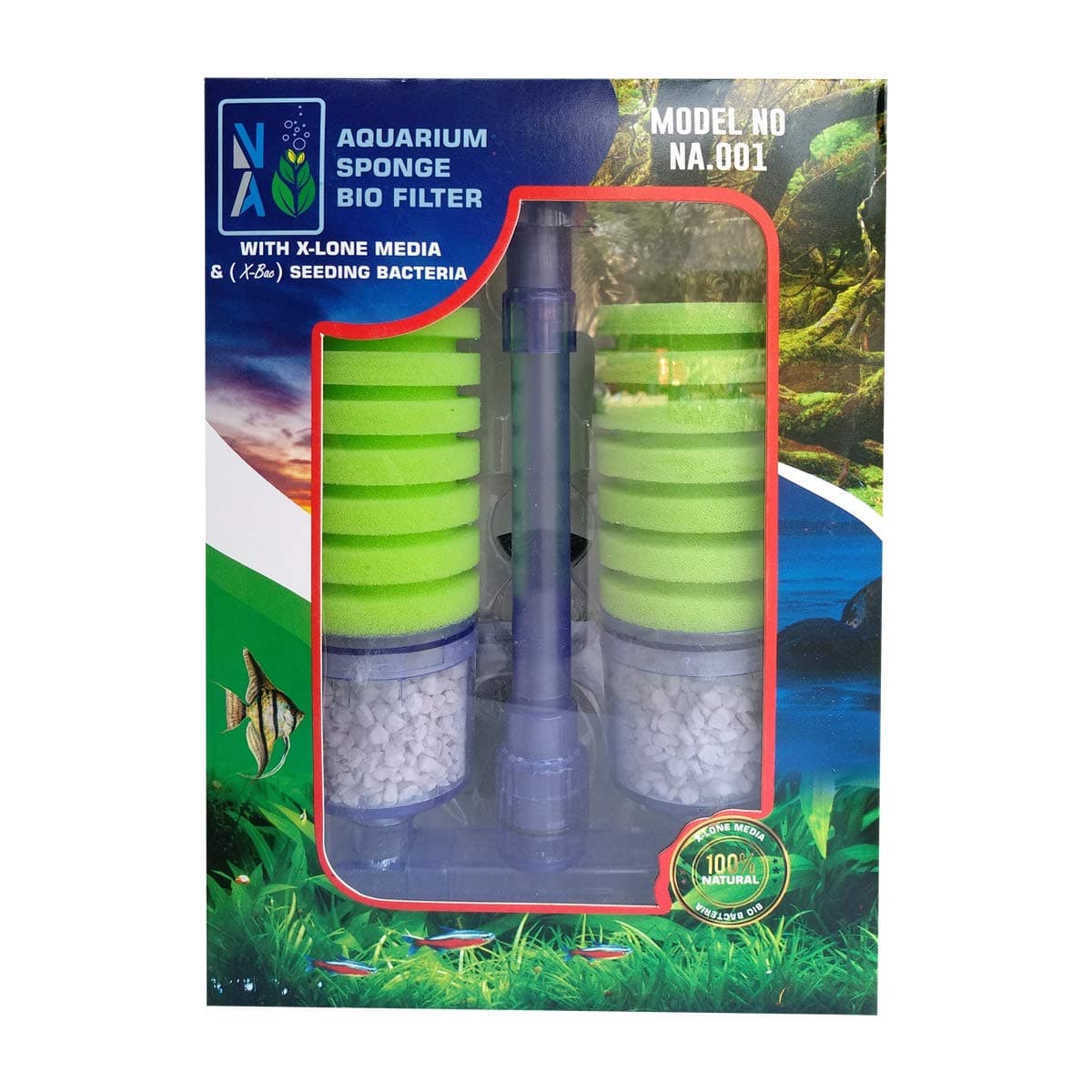 Nature Alleles Aquarium Sponge Bio Filter with X-Long Media and (X-Bac) Seeding Bacteria