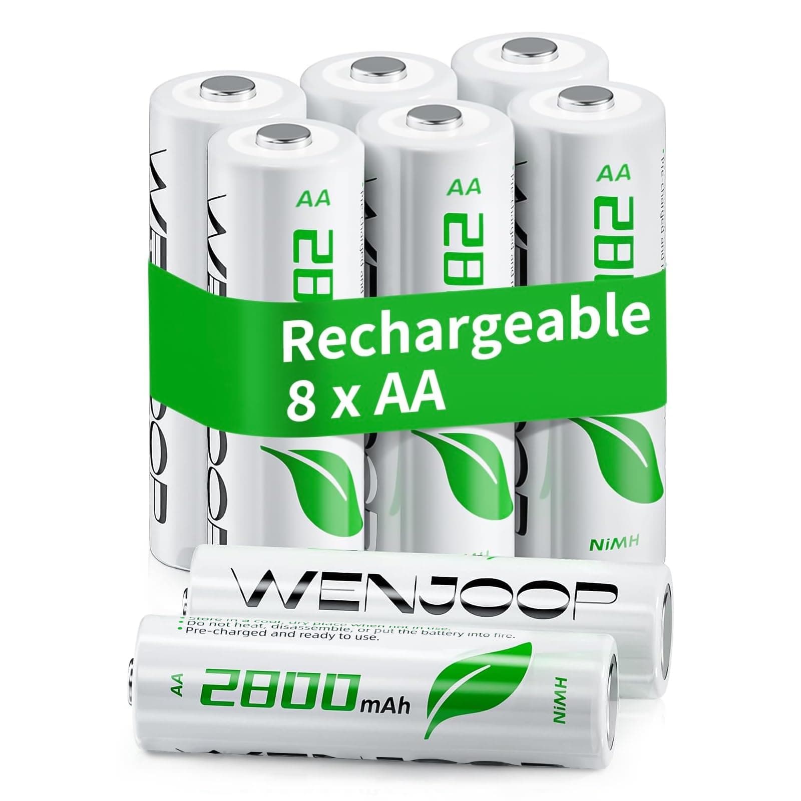 Rechargeable AA Batteries 8Pack, 2800mAh High-Capacity, NiMH, Double A Battery, Long-Lasting, AA Rechargeable Batteries for Household and Office Devices, Pre-Charged - 1.2V Low Self Discharge