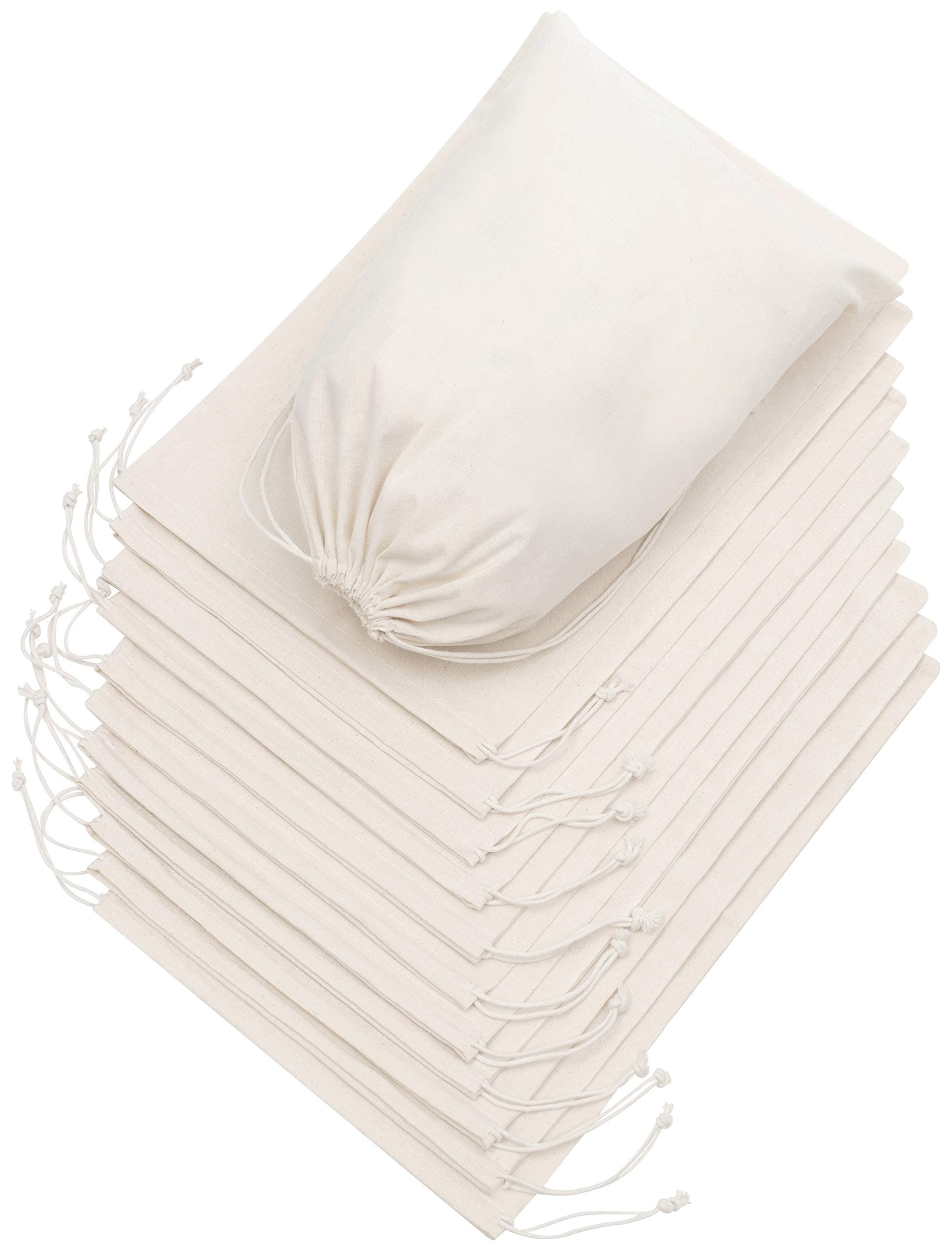 100 Percent Cotton Muslin Drawstring Bags 6/12/24 Pack For Storage Pantry Gifts Shoes