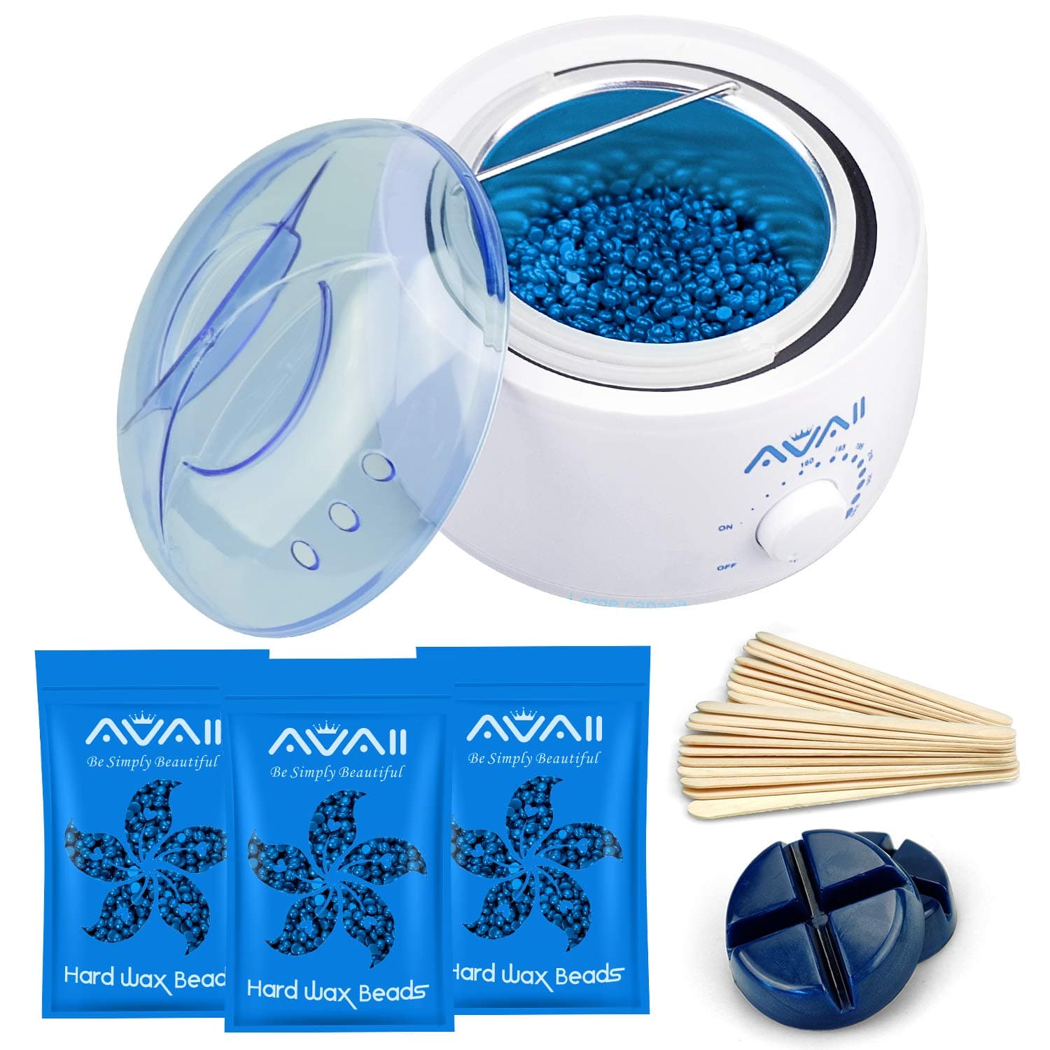 Wax Warmer for Hair Removal AVAII Waxing Kit with 4 Packs Wax Beans - Wax Kit for Women Men Wax Machine for Face Facial Eyebrows Legs Armpit Brazilian Bikini