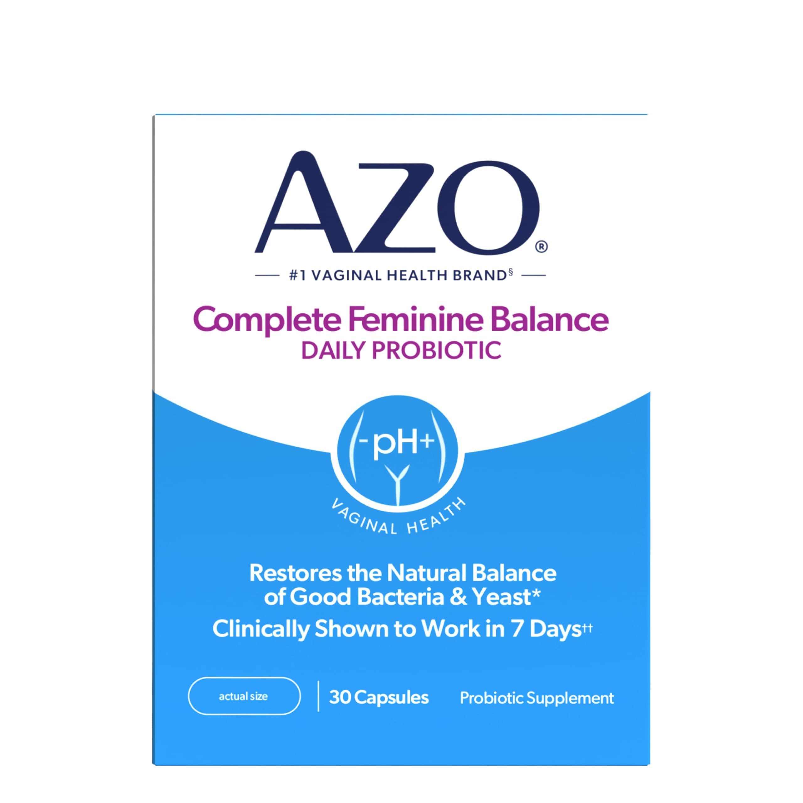 Complete Feminine Balance Daily Probiotics for Women, Clinically Proven to Help Protect l Health, balance pH and yeast, Non-GMO, 30 Count