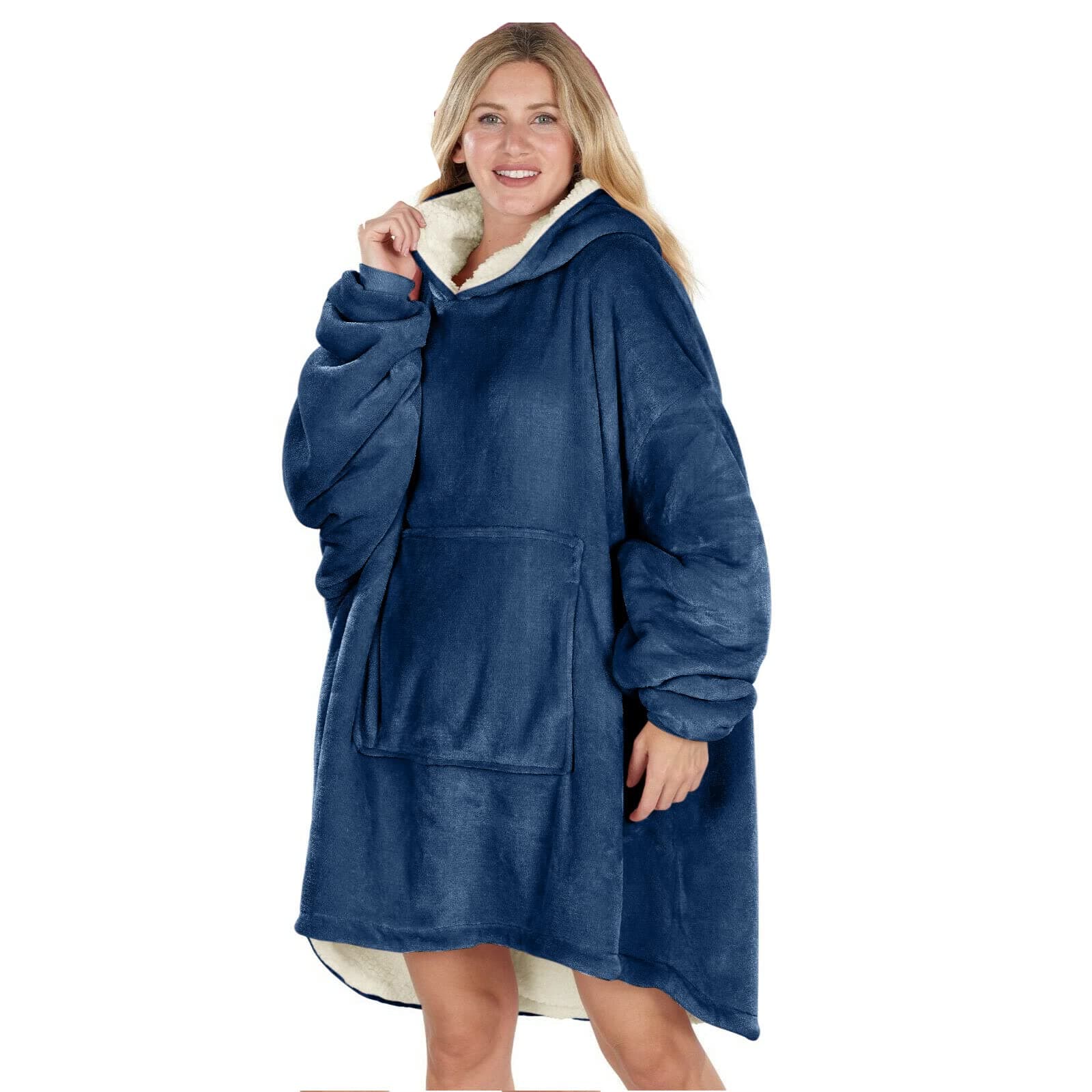 Oversized Hoodie Blanket Women Ultra Plush Fleece with Soft Sherpa Reversible Warm Cosy Comfy Wearable Hooded Giant Sweatshirt Throw for Girls Adults Men Boys Kids Big Pocket