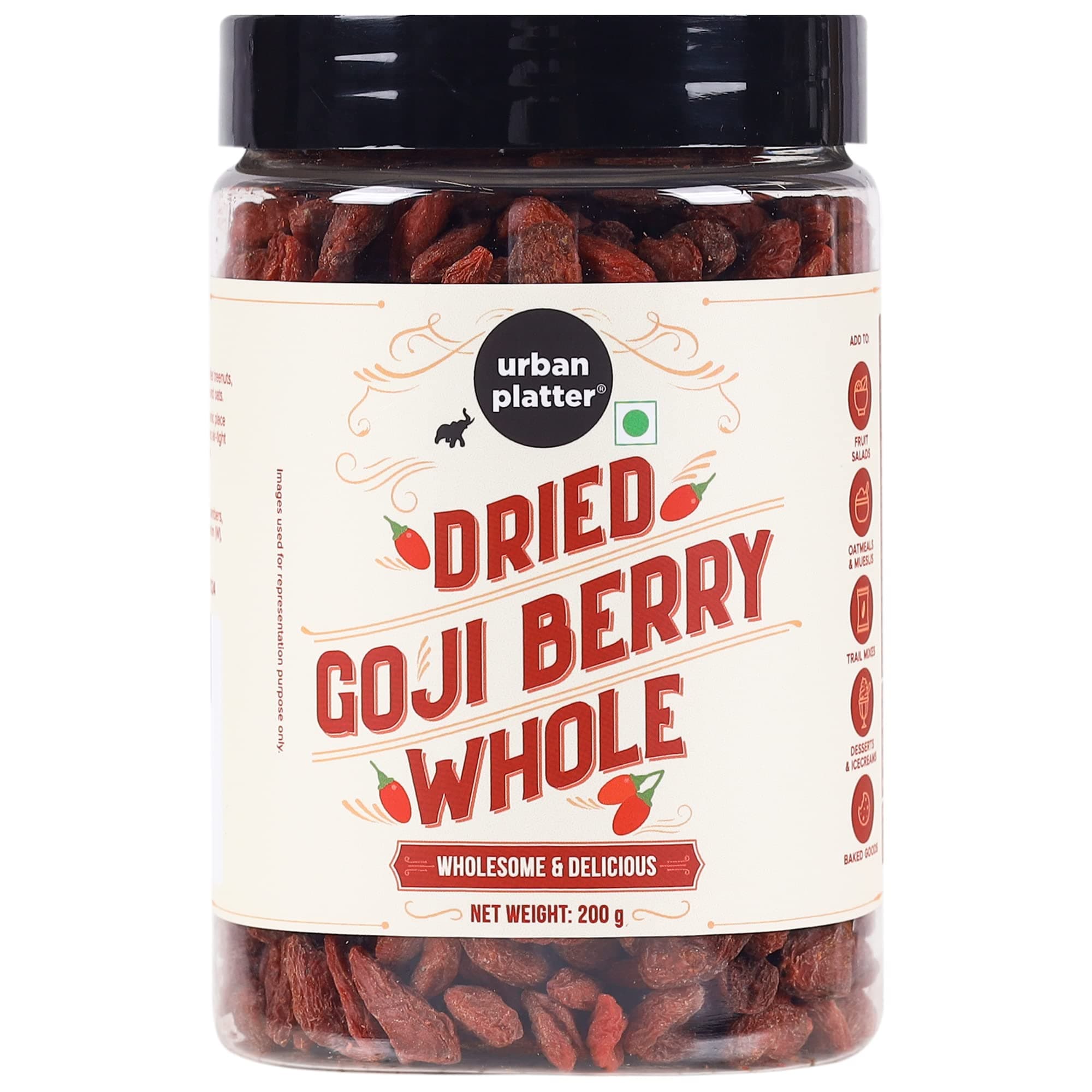 Urban Platter Goji Berries | 7.05 Oz (200g) | Dried Superfood Snack | Rich in Antioxidants & Fiber | Source of Vitamin A & C | Gluten-Free & Non-GMO | Perfect for Healthy Snacking, Oatmeal & Smoothies