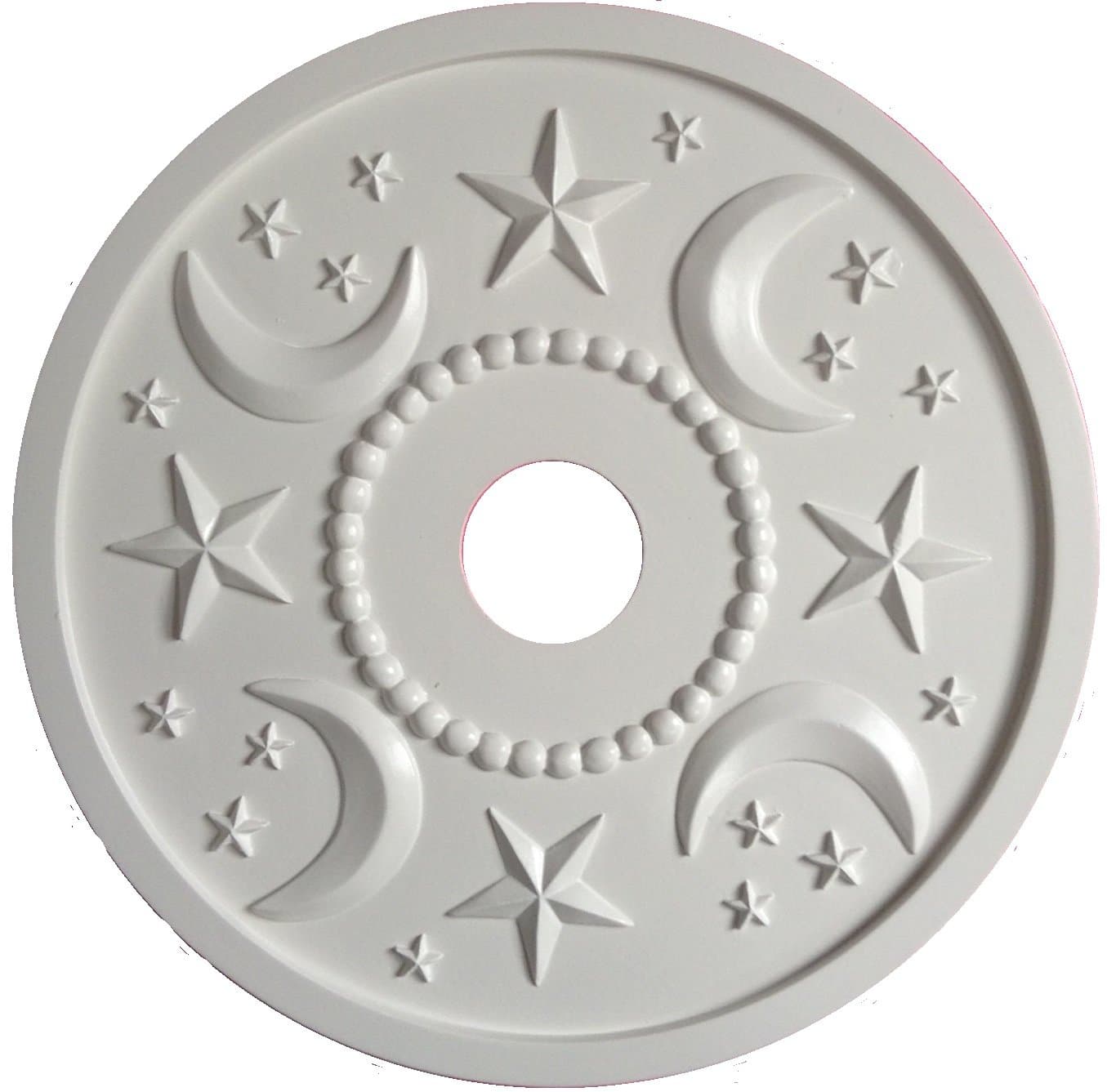 Nursery Decor Ceiling Medallion. Cast in Lightweight Resin from Marie's Hand Carved Original. Primed White and Ready for Paint. Perfect As a Shower Gift for The Expectant Mom to Be.
