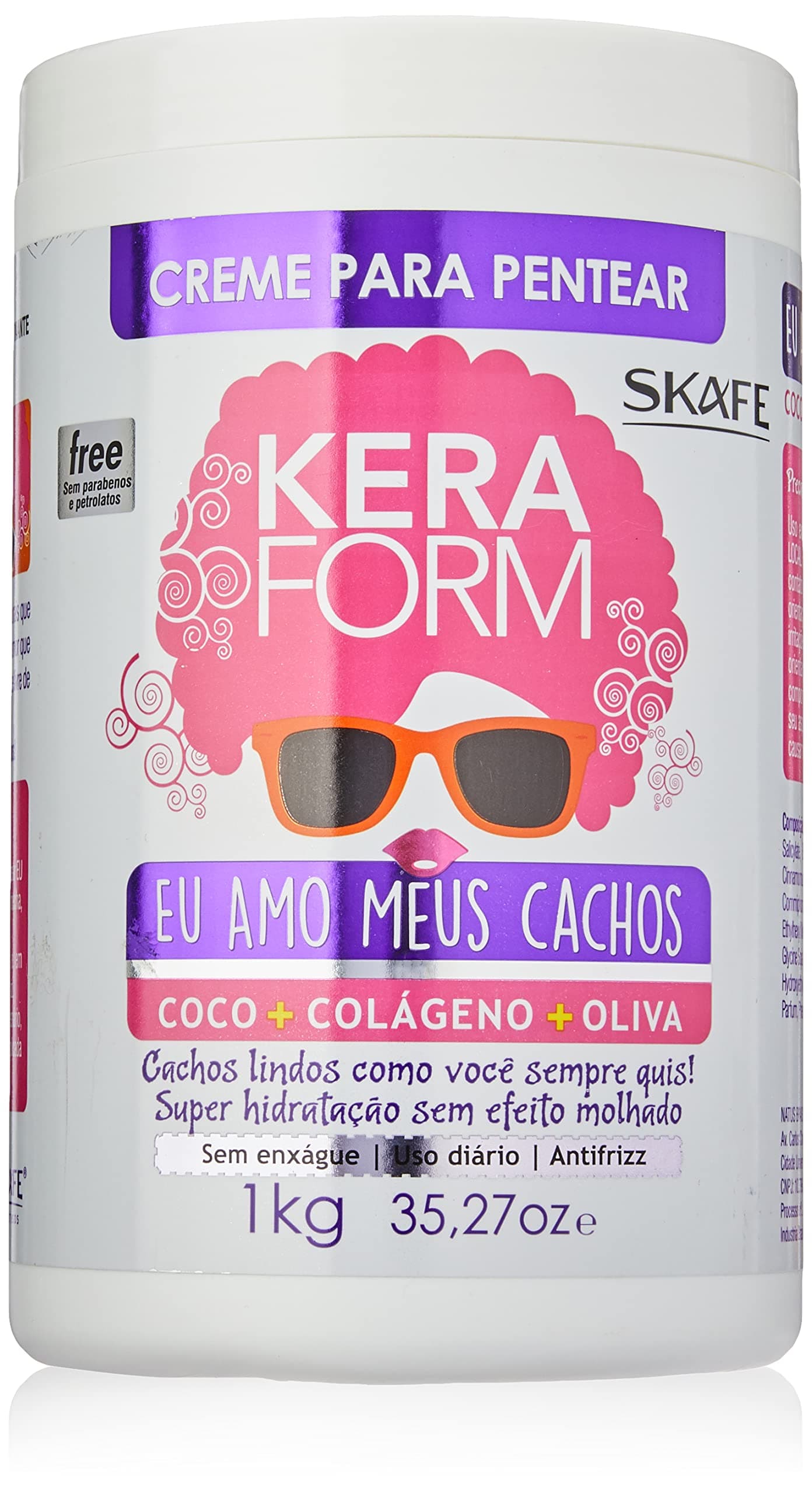 Linha Keraform (Creme para Pentear) - Eu Amo Meus Cachos 1 Kg - (Keraform (Combing Cream) Collection - Love My Curls Net 32.27 Oz)
