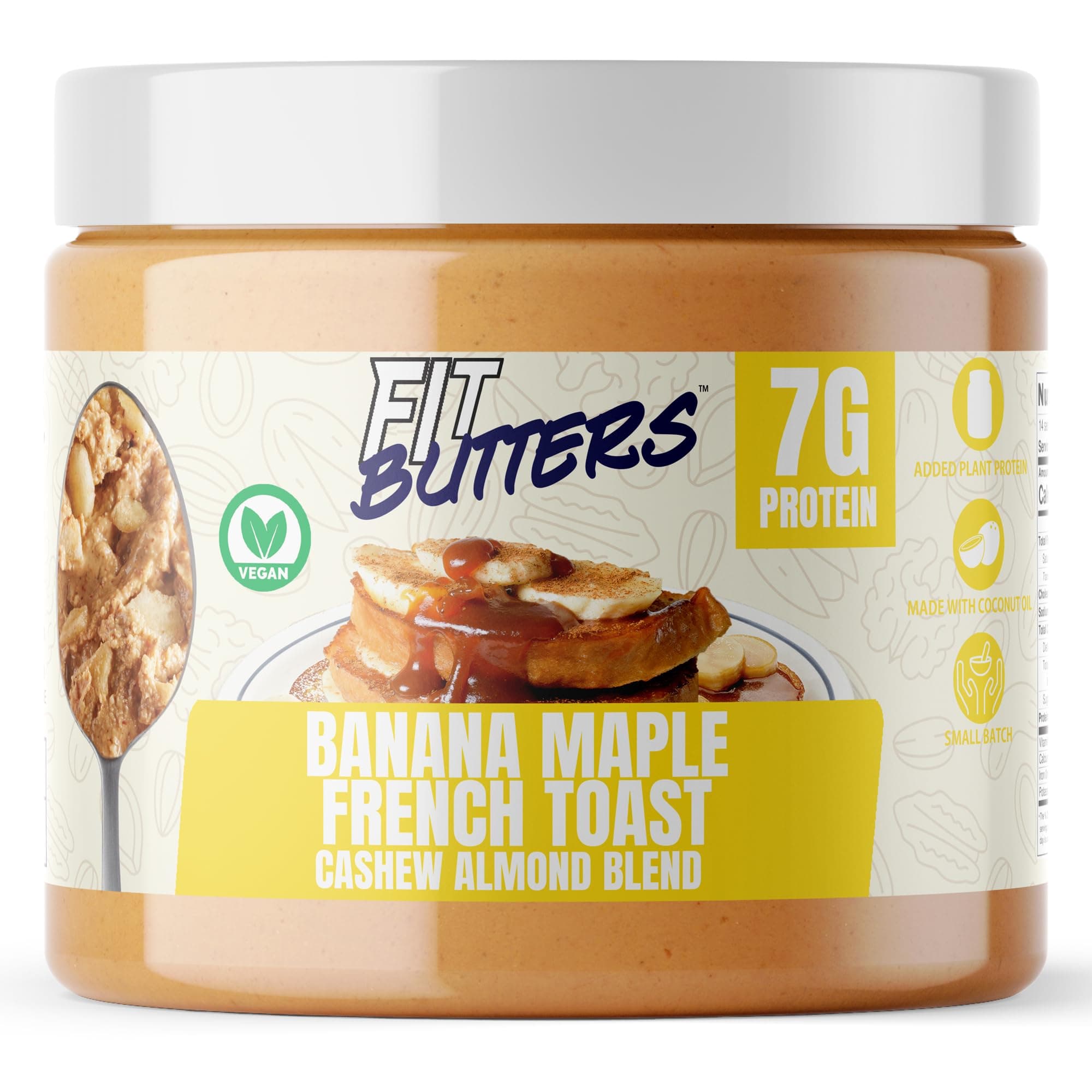 Banana Maple French Toast Cashew Almond Butter Vegan Spread - Added Protein and Coconut Oil, Low Carb, Low Sugar, Gluten Free, Complete Protein Dessert Flavored Nut Butter