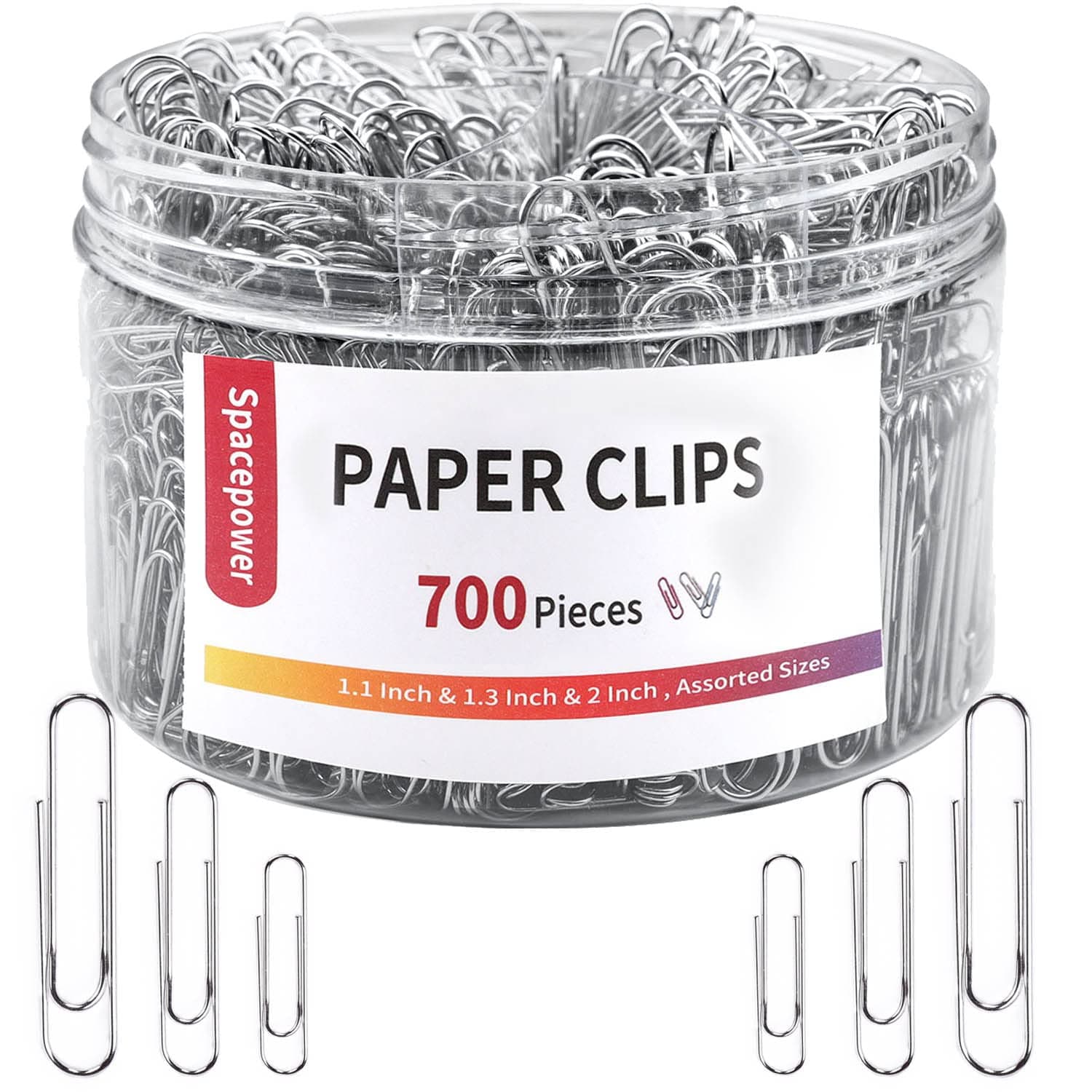 Paper Clips 700 Piece Assorted Size, Silver Paperclip for Office School Hospital and Personal with Storage Holder (1.1 inch, 1.3 Inch, 2 Inch & 28 mm,33mm,50 mm)