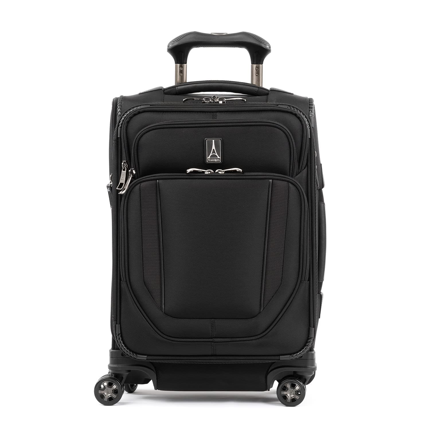 Travelpro Crew Versapack Softside Expandable 8 Spinner Wheel Carry on Luggage, Men and Women, Jet Black, Carry on 20-Inch