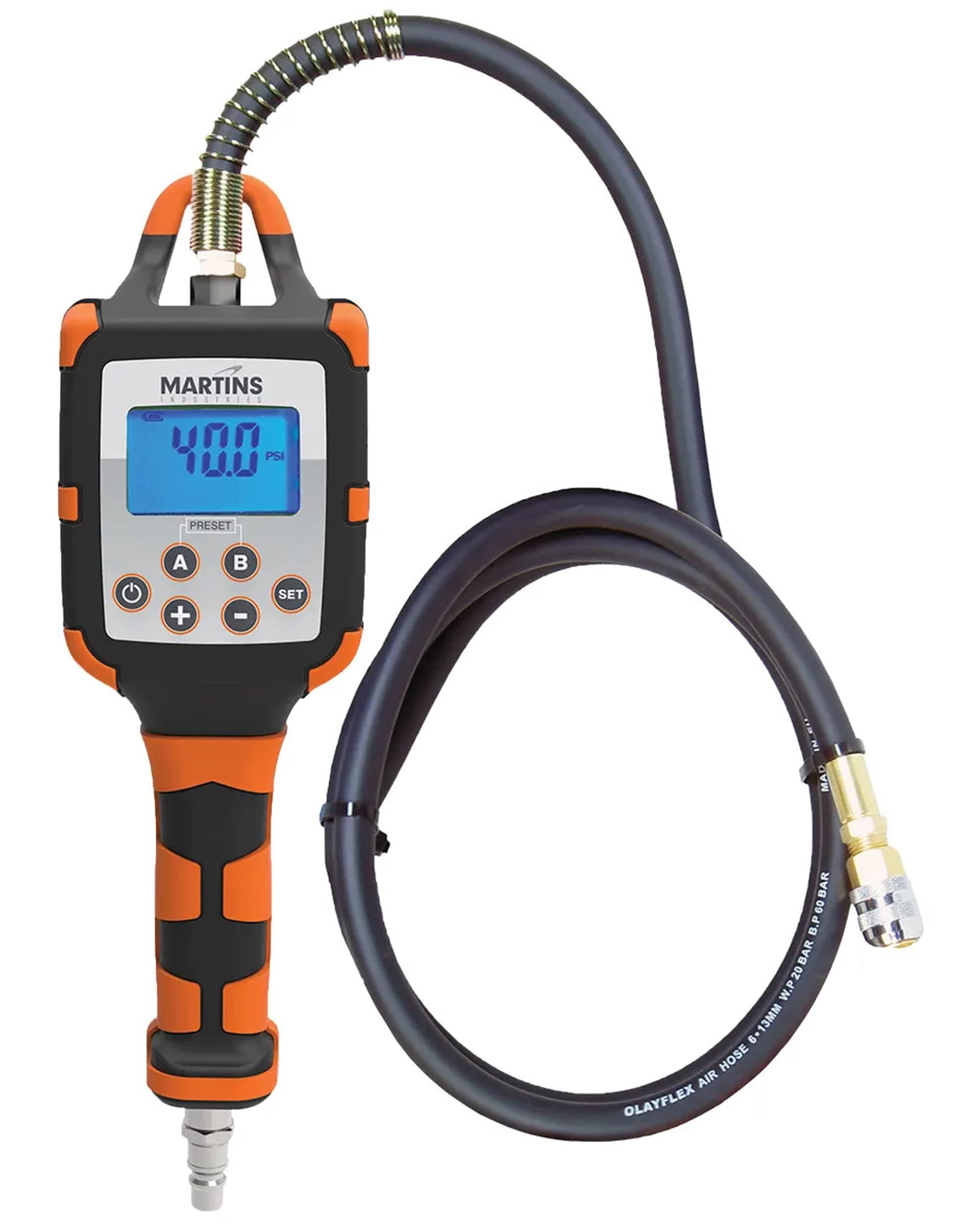 Martins Industries Flatematic Handheld Automatic Tire Inflator - up to 174 PSI, Inflate and Deflate Automatically, Rechargeable Lithium-ion Battery - Loud Signal and Stop When Set Pressure is Reach