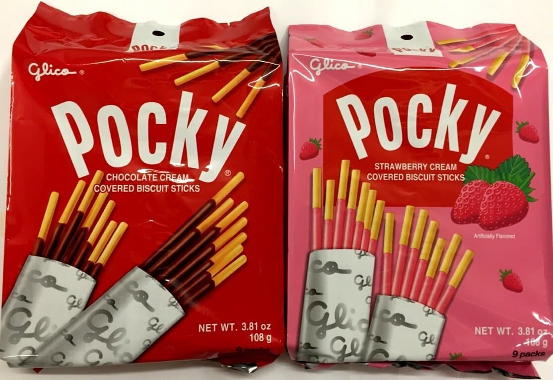 Pocky Family Size Chocolate and Strawberry, 9 Sticks Each (Family)