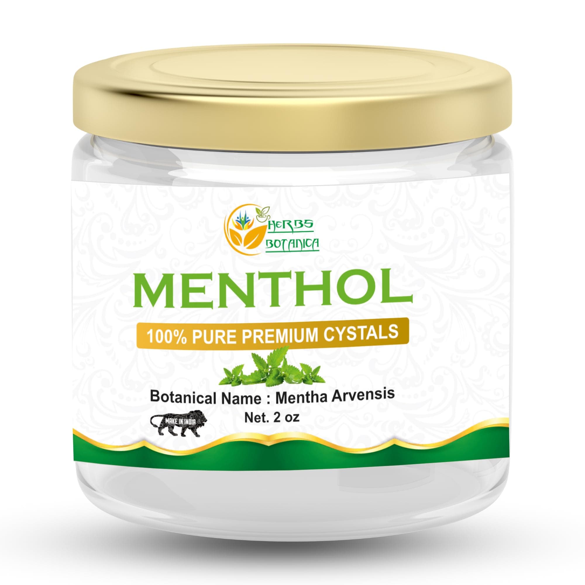 Herbs Botanica Menthol Crystals (Mentha Arvensis), 100% Pure USP Food Grade for Aromatherapy, Cold & Congestion Relief, Salves, Balms, Creams, Soap Making & Cosmetics, 2 oz