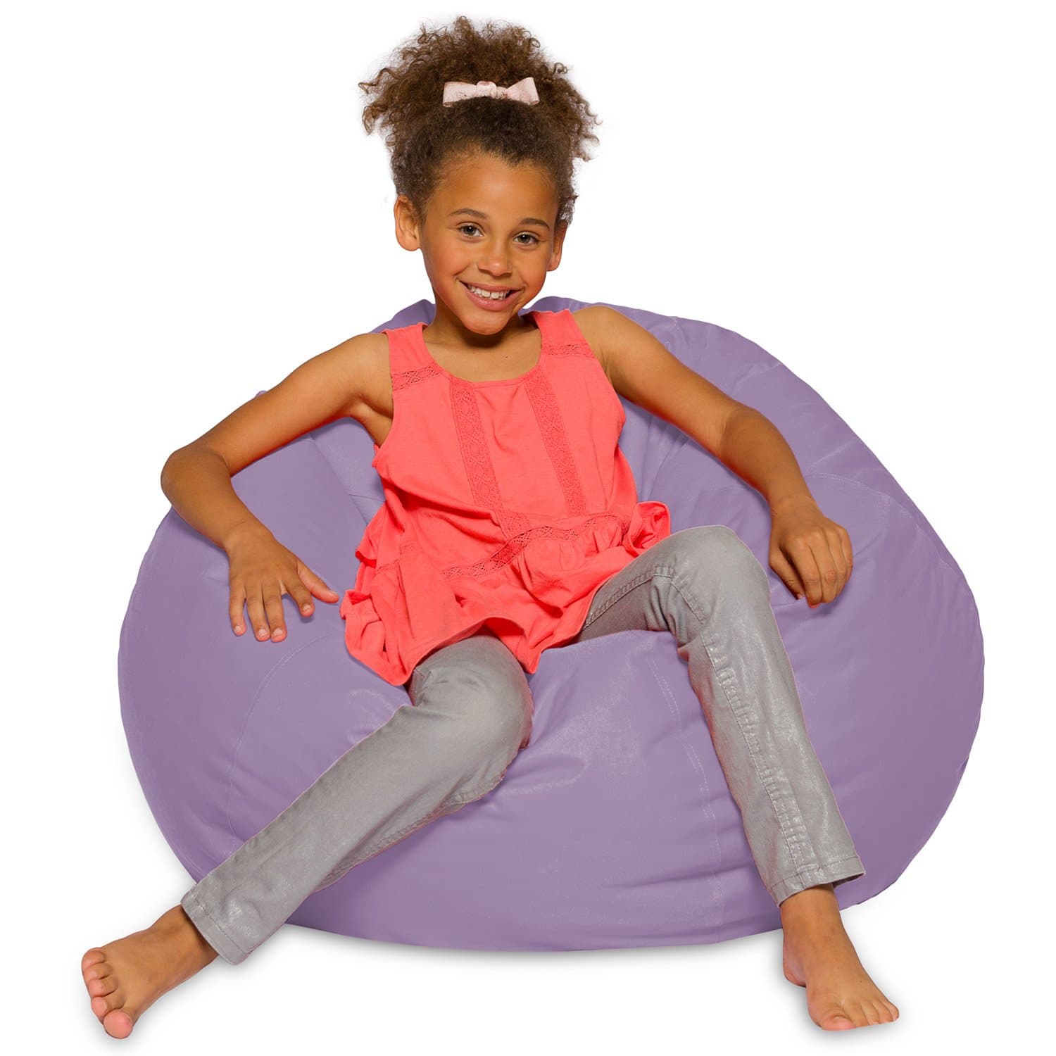 Bean Bag Chair for Kids, Teens, and Adults Includes Removable and Machine Washable Cover, Heather Lavender, 38in - Large