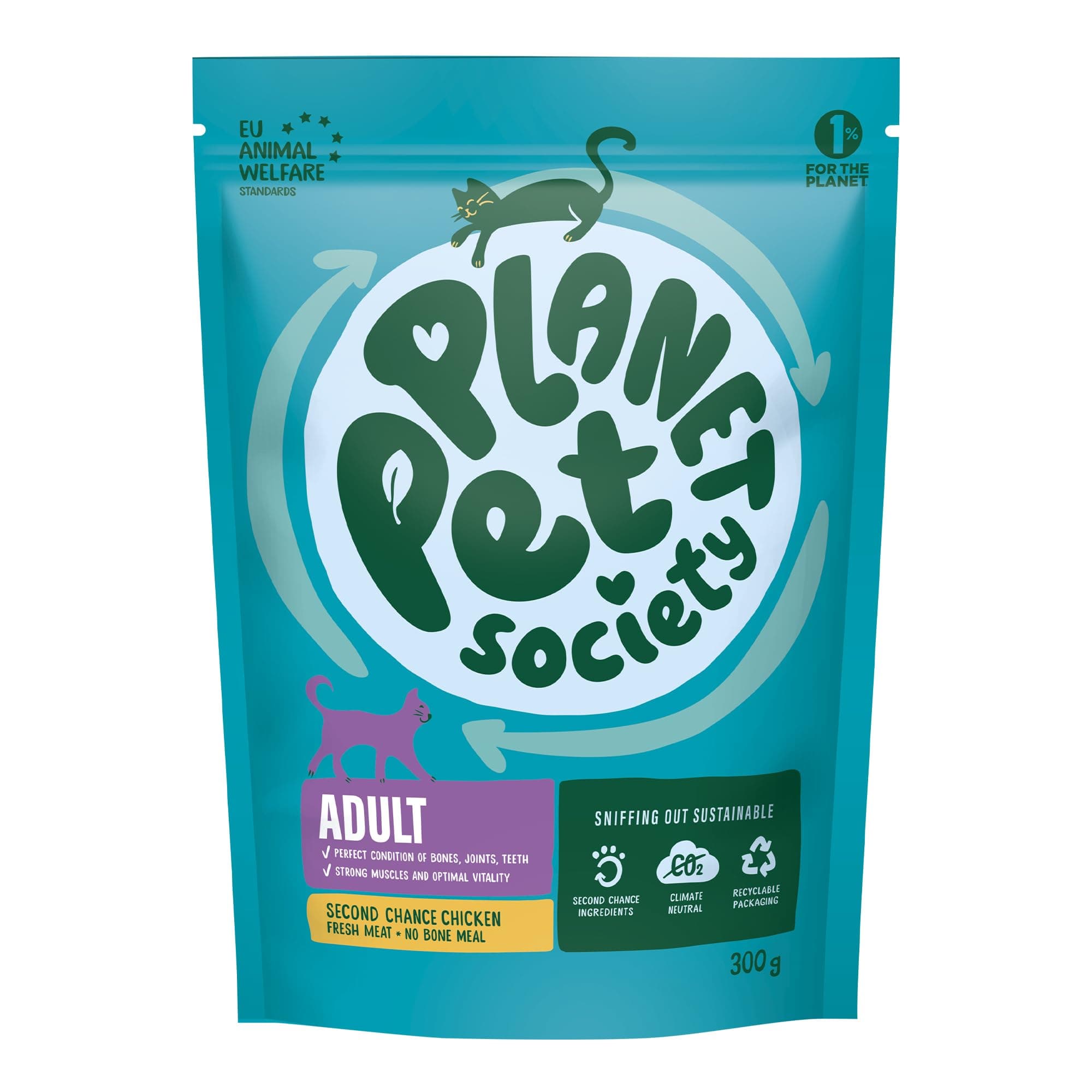 Planet Pet Society - Dry Cat Food, Second Chance Chicken Flavour for Adult Cats, 300g