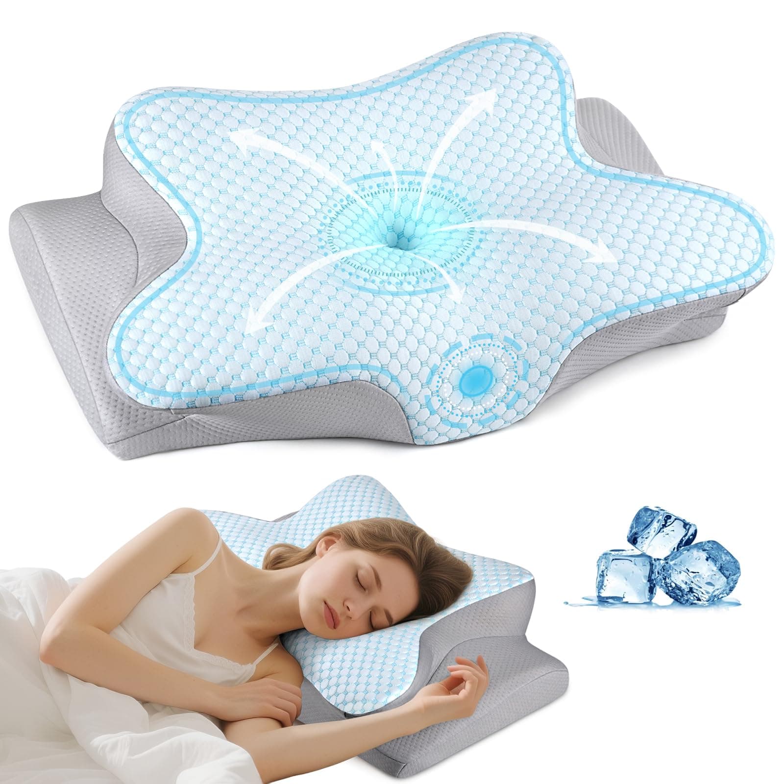 AgoKud Neck Pillow Cervica Memory Foam Pillows for Pain Relief Sleeping