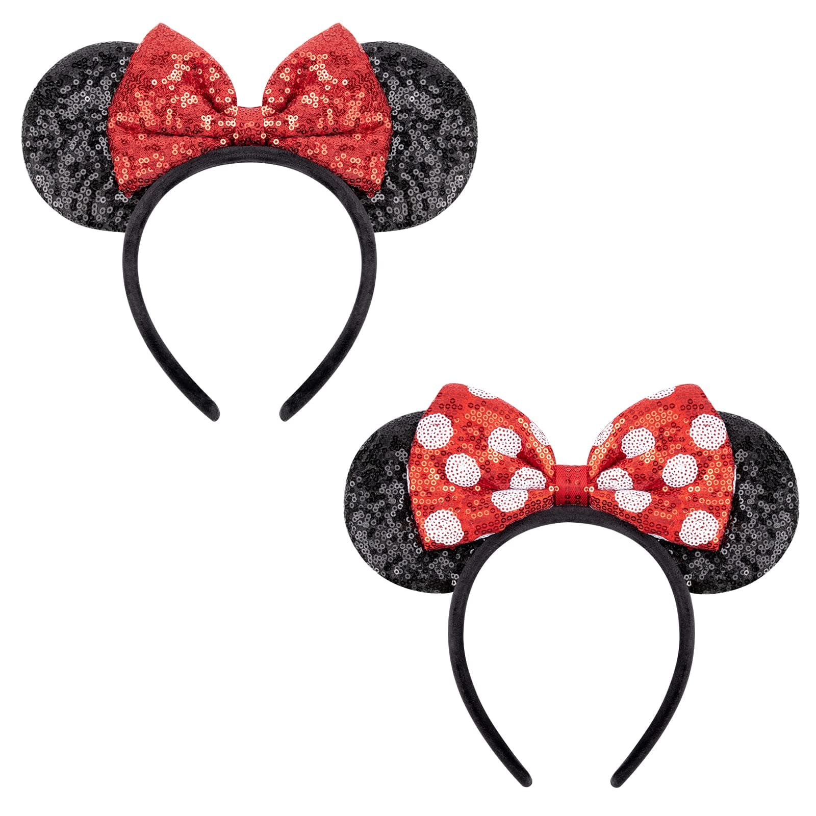 DRESHOW Mouse ears bow headbands glitter party decoration cosplay costume for girls and women