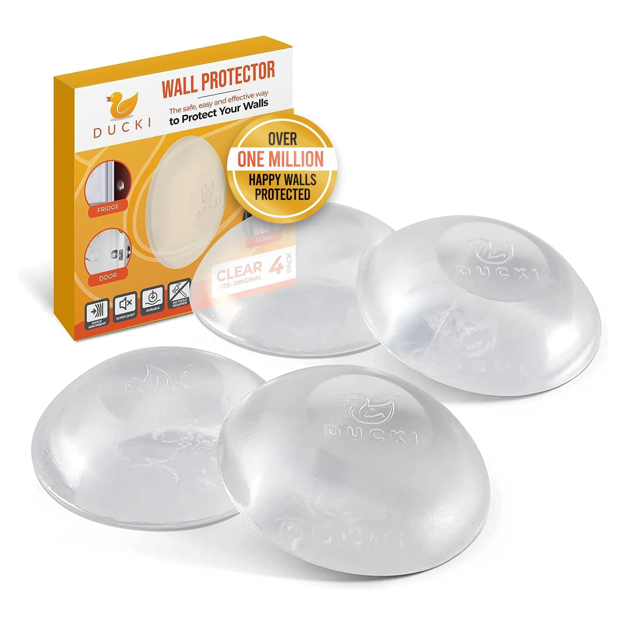 Door Stopper Wall Protector Silent Shock Absorbing Gel Adhesive Reusable Bumper Protector Door Handle Wall Shield Silencer Door Knob Safety Cover 4 Pack