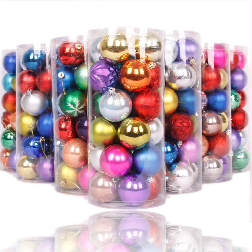 LyDecor 24pcs Shatterproof Christmas Tree Balls Xmas Tree Pendant Ornaments Decorations (Mixed Color)