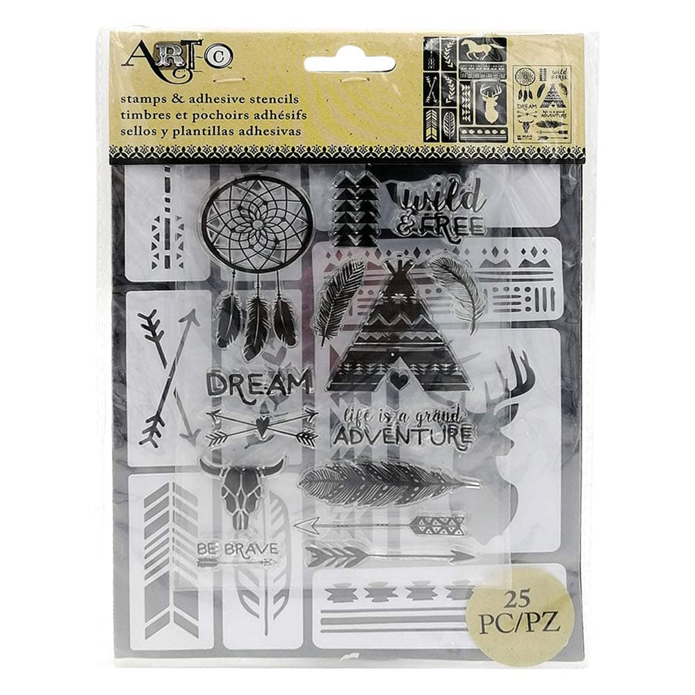 Art-C 28835 Southwestern Stamp & Adhesive Stencil Set