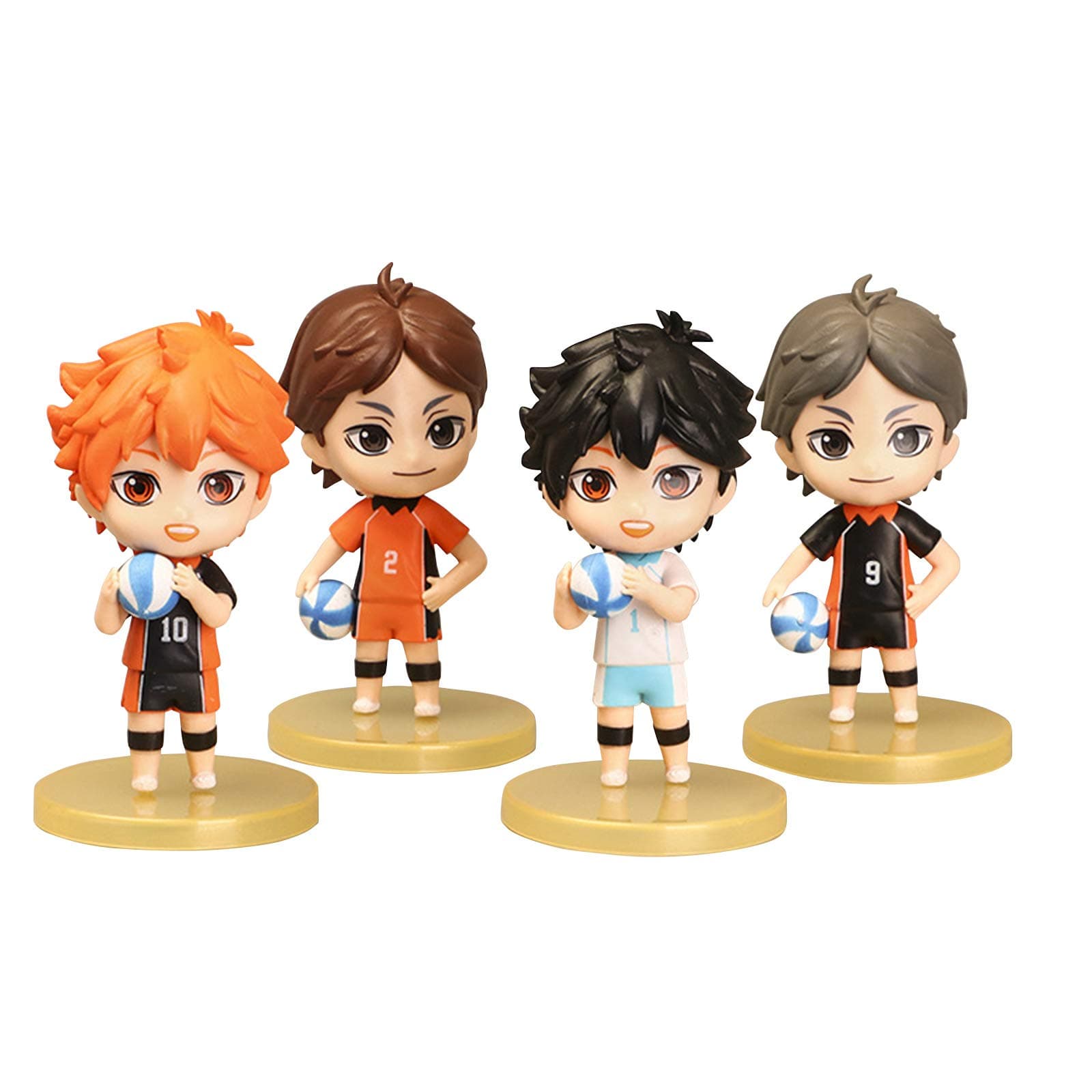 Tongyundacheng4PCS Haikyu!! 9cm Figure Hinata Shoyo Oikawa Tooru Tobio Kageyama Sugawara Koushi Character Figures Desktop Ornament Collectible Figures Accessories