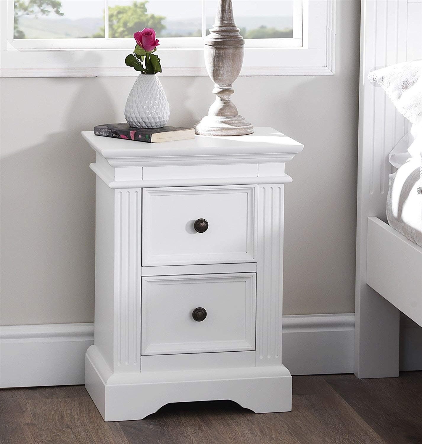 Gainsborough white bedside table. Bedside cabinet with 2 drawers. Very Sturdy, FULLY ASSEMBLED