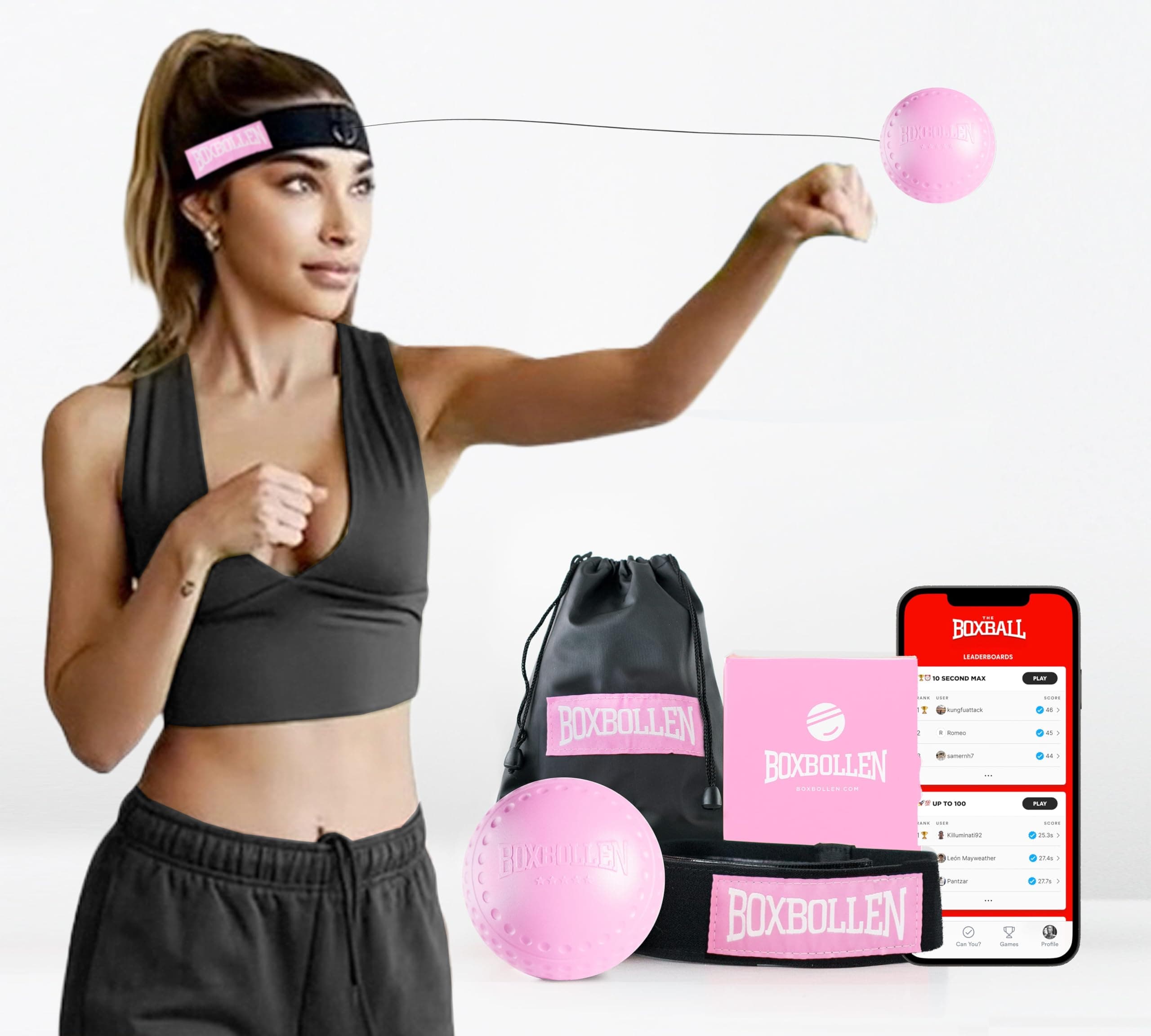 Boxbollen Original with App, Used by Celebrities - MMA Gear Boxing Ball - Boxing Reflex Ball with Adjustable Strap - Interactive Boxball App Integration - 1 Pack
