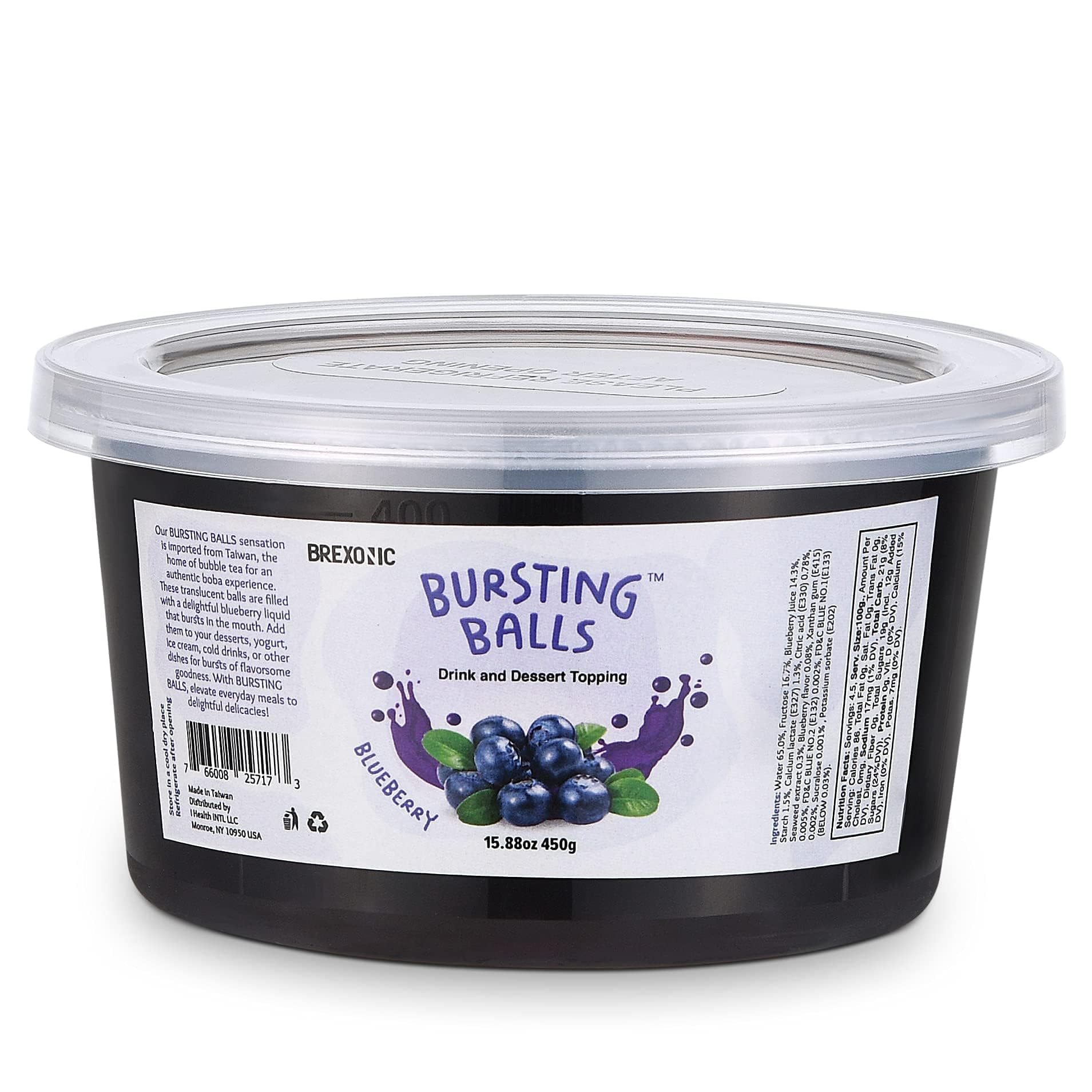 BREXONIC Boba Pearls, Blueberry Popping Bursting Boba, Tapioca Pearls For Bubble Tea (Blueberry, 1 LB 1 Pack)