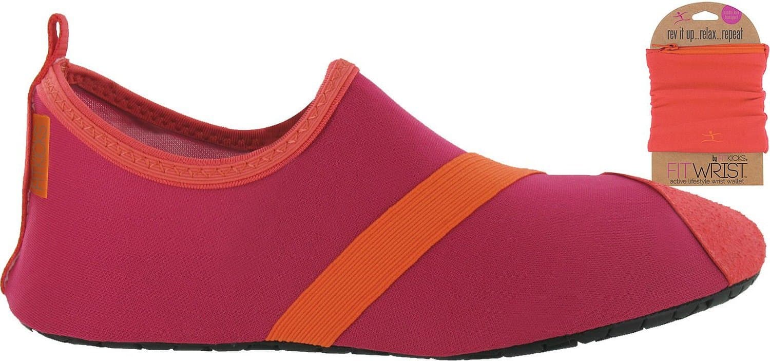 FitKicks Shoes with FREE FitWrist Wallet (Fuchsia/Orange) (Large)