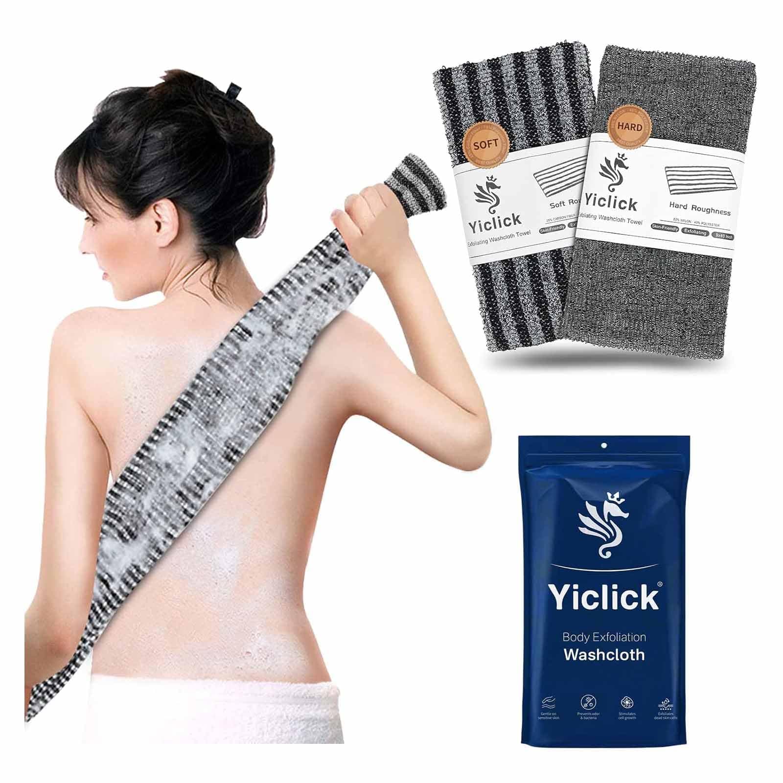 Yiclick 2PCS Exfoliating Washcloth Towel - Exfoliating Body Scrubber Exfoliator, Loofah Sponge Wash Cloth, Korean & Japanse & African Net Sponge Rag - Back Scrubber Washer for Use in Shower Bath