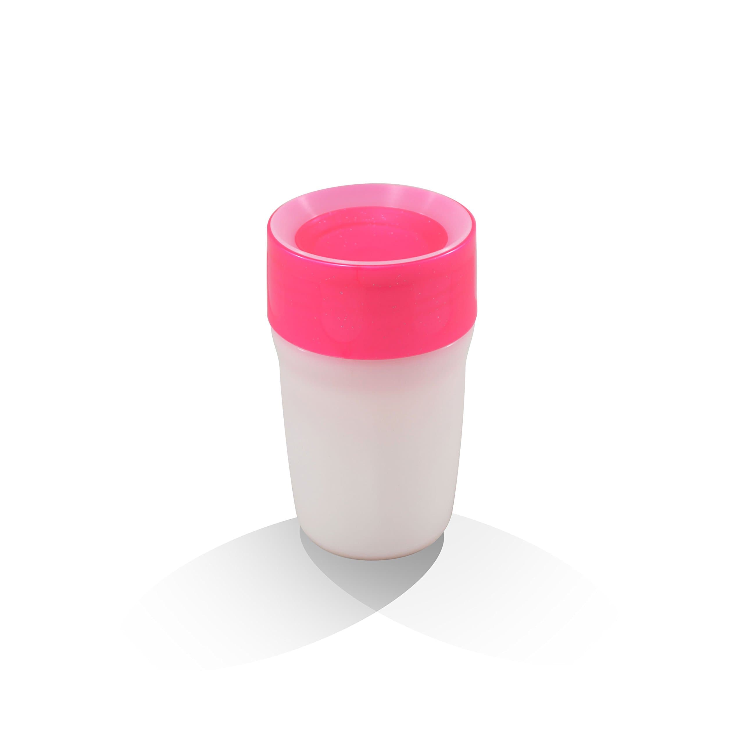 litecup2-in-1 Sippy Cup + Night Light, 360° Patented Silicone Easy Flow Drinking Valve, Spill Resistant, BPA/Latex Free Weaning Cup, Toddler Travel Beaker, 6 Months+, 220 ml, Glitter Pink