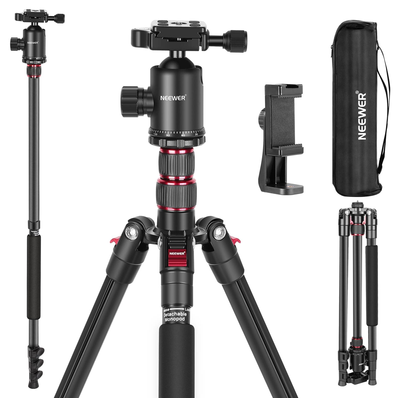 NEEWER 77" Tripod Monopod for DSLR Camera, Phone Holder Compatible with 16 15...