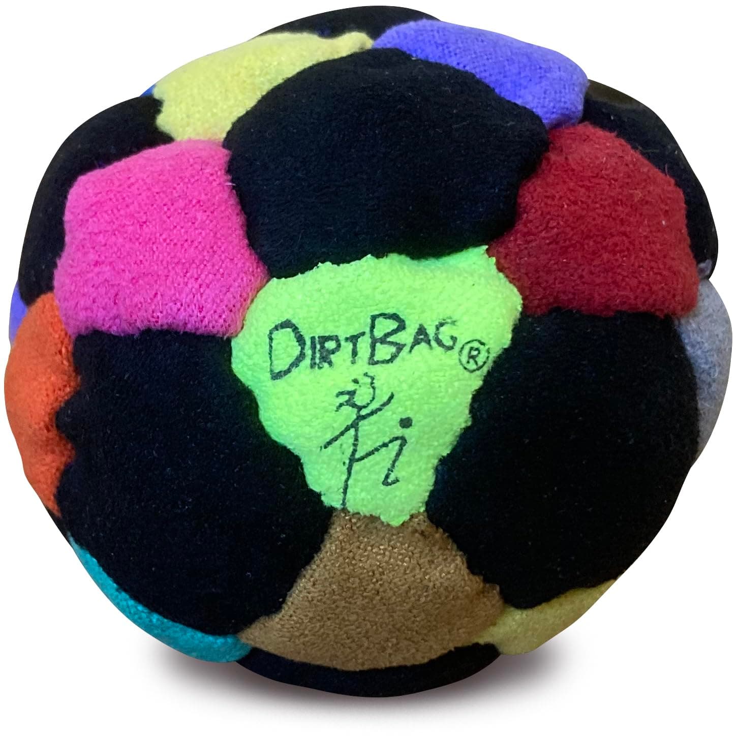 DIRTBAG 32 Panel Footbag Sack You Kick, Flying Clipper Original Design, Sand Filled, Premium Quality, Machine Washable, Bright Vivid Colors.
