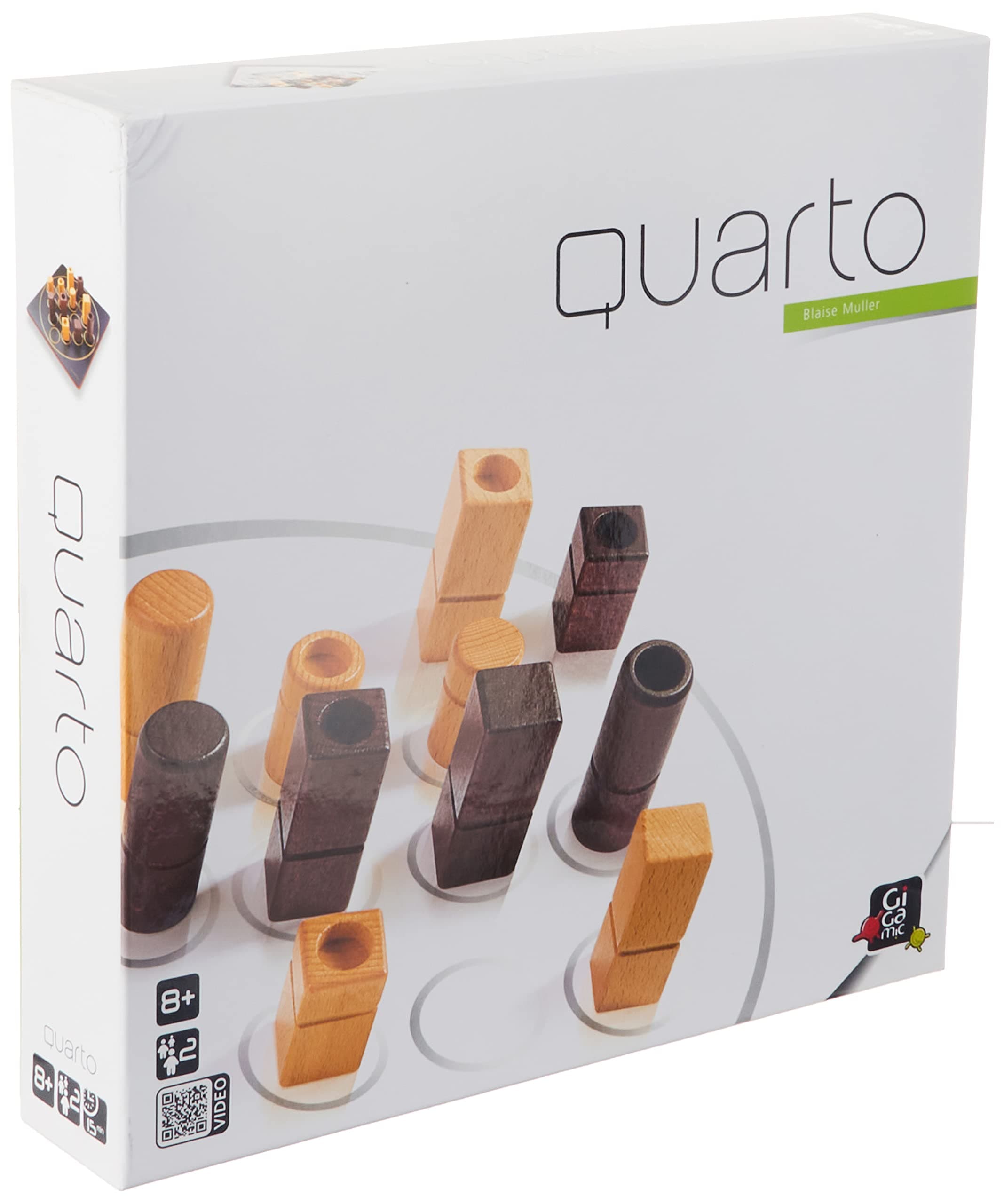 Quarto | Mensa Select Winner | Wooden Abstract Strategy Board Game for Kids and Adults Family Game Night Favorite | Learn to Play in Less Than 1 Minute | Ages 8+ | 2 Players | 15 Min