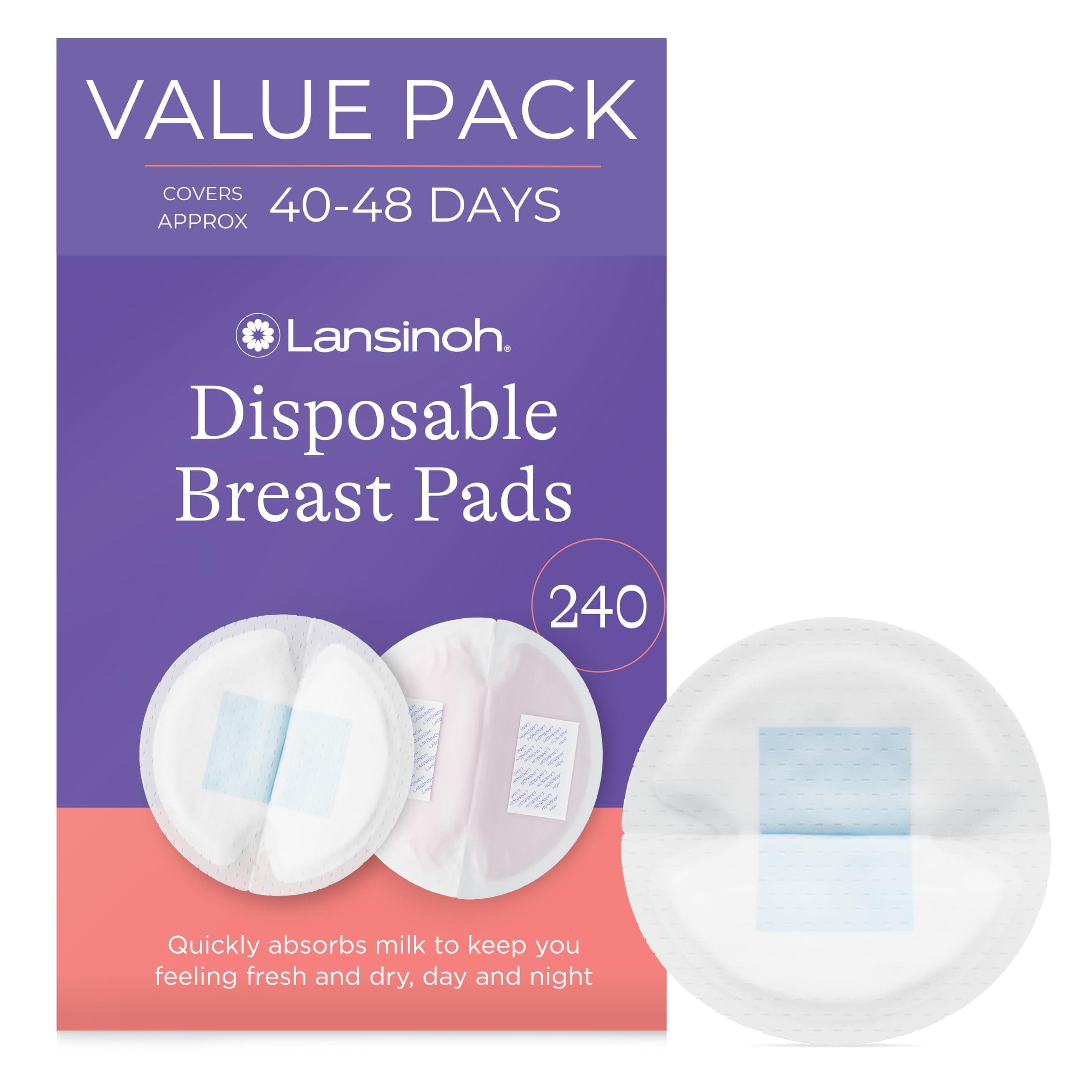 Lansinoh Stay Dry Disposable Nursing Pads for Breastfeeding, 240 Count