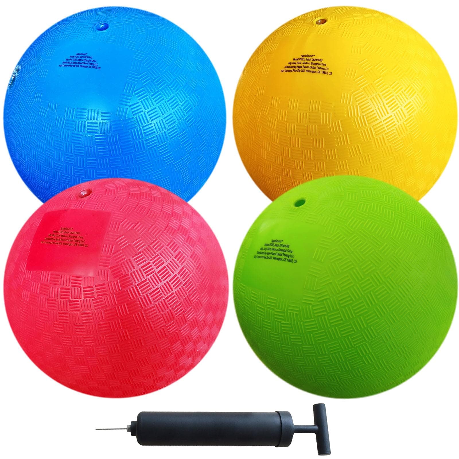 8.5-inch Dodgeball Playground Balls, Pack of 4 Balls with 1 Pump, Official Size for Dodge Ball, Handball, Camps and Schools