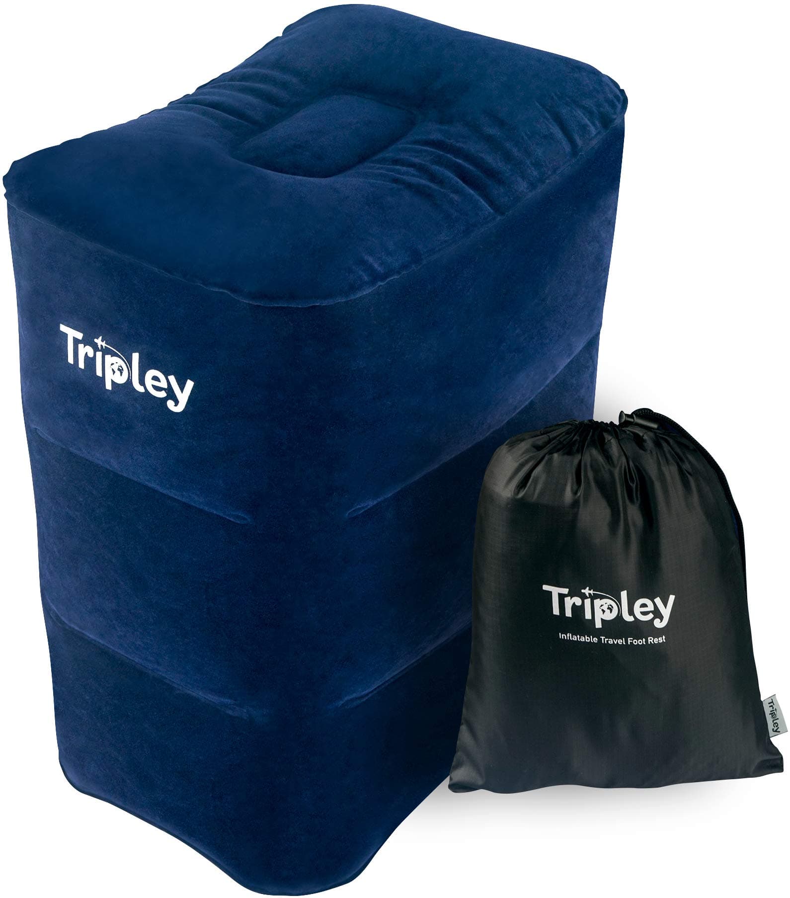 Tripley Foot Rest Travel Pillow - Large Inflatable Footrest for Airplanes, Cars, Home