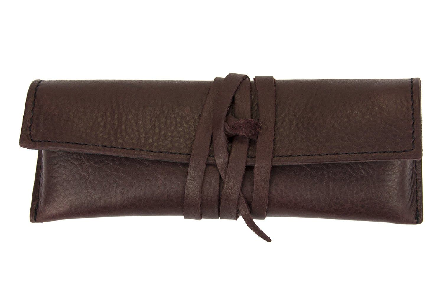 Dark Burgundy Genuine Leather Handcrafted Multipurpose Eyeglass Case Holder from Italy