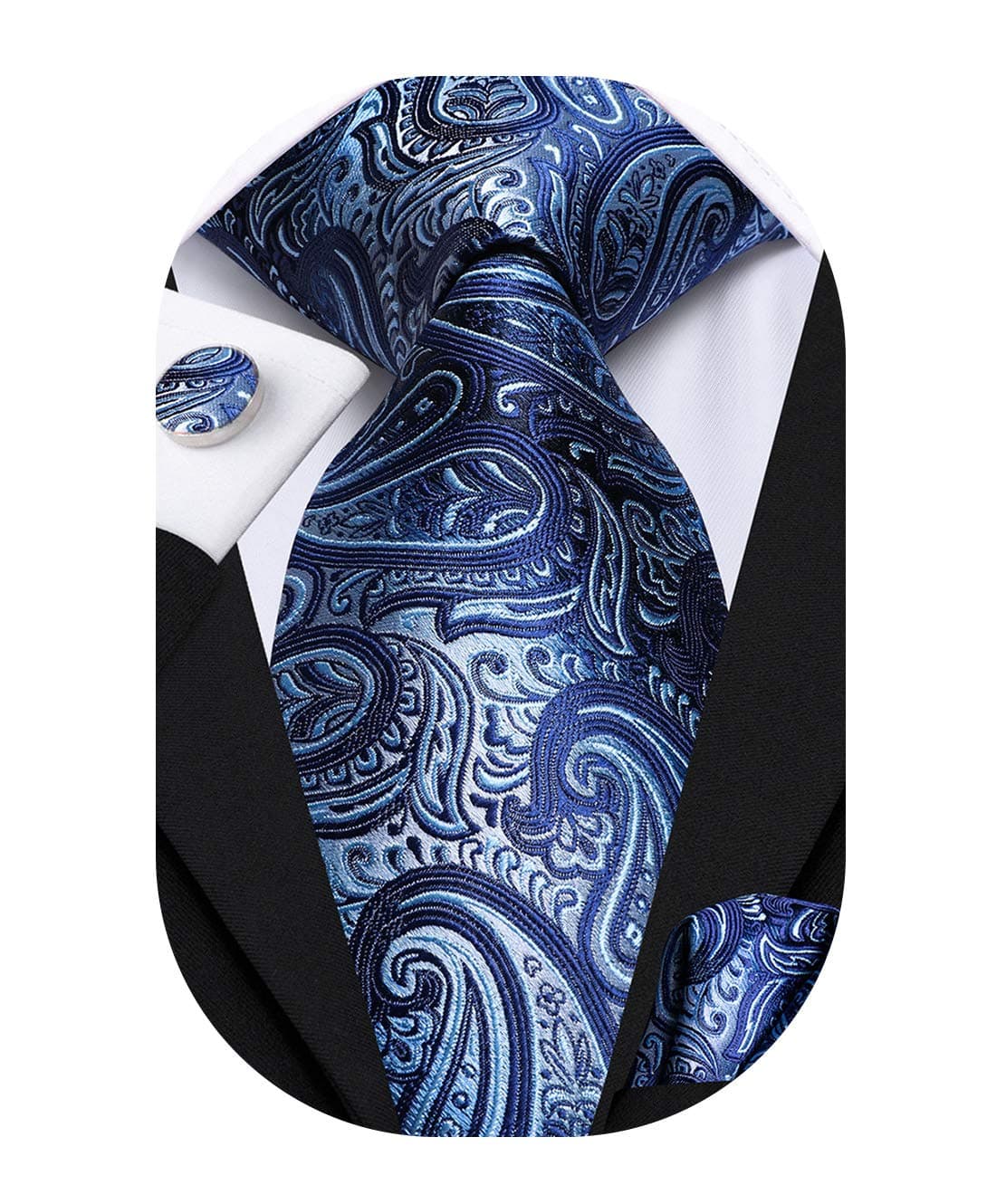 Hi-Tie Ties for Men Silk Tie Sets Pocket Square Cufflinks Wedding Formal Business Party Mens Tie Sets