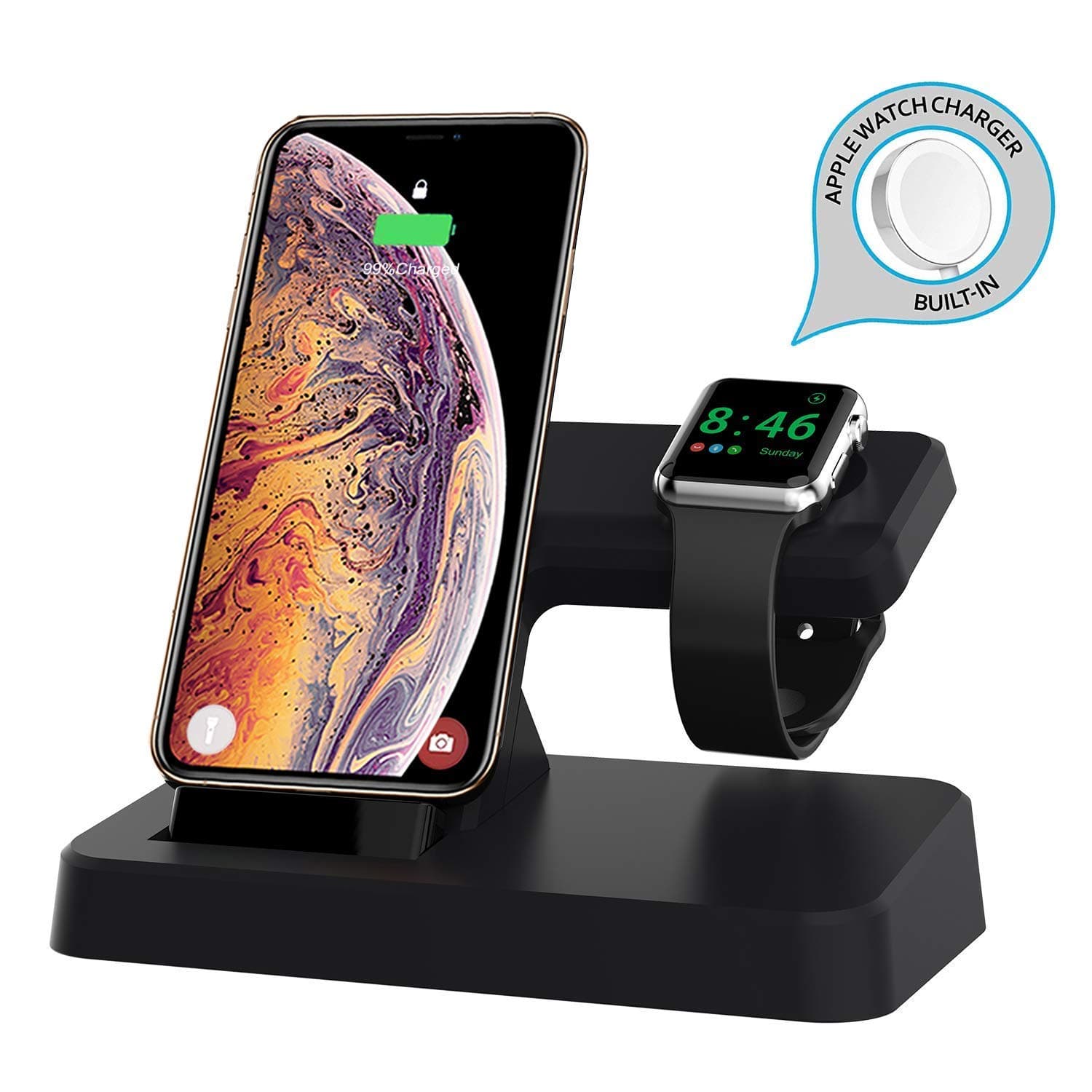 LOZA for Apple Watch Stand Charger, Wireless Magnetic Charging Dock Stand Holder for iWatch with Nightstand Mode for Apple Watch Series 4/3/2/1, Charge Station for iPhone Xs Max/Xs/Xr/X/8/8 Plus