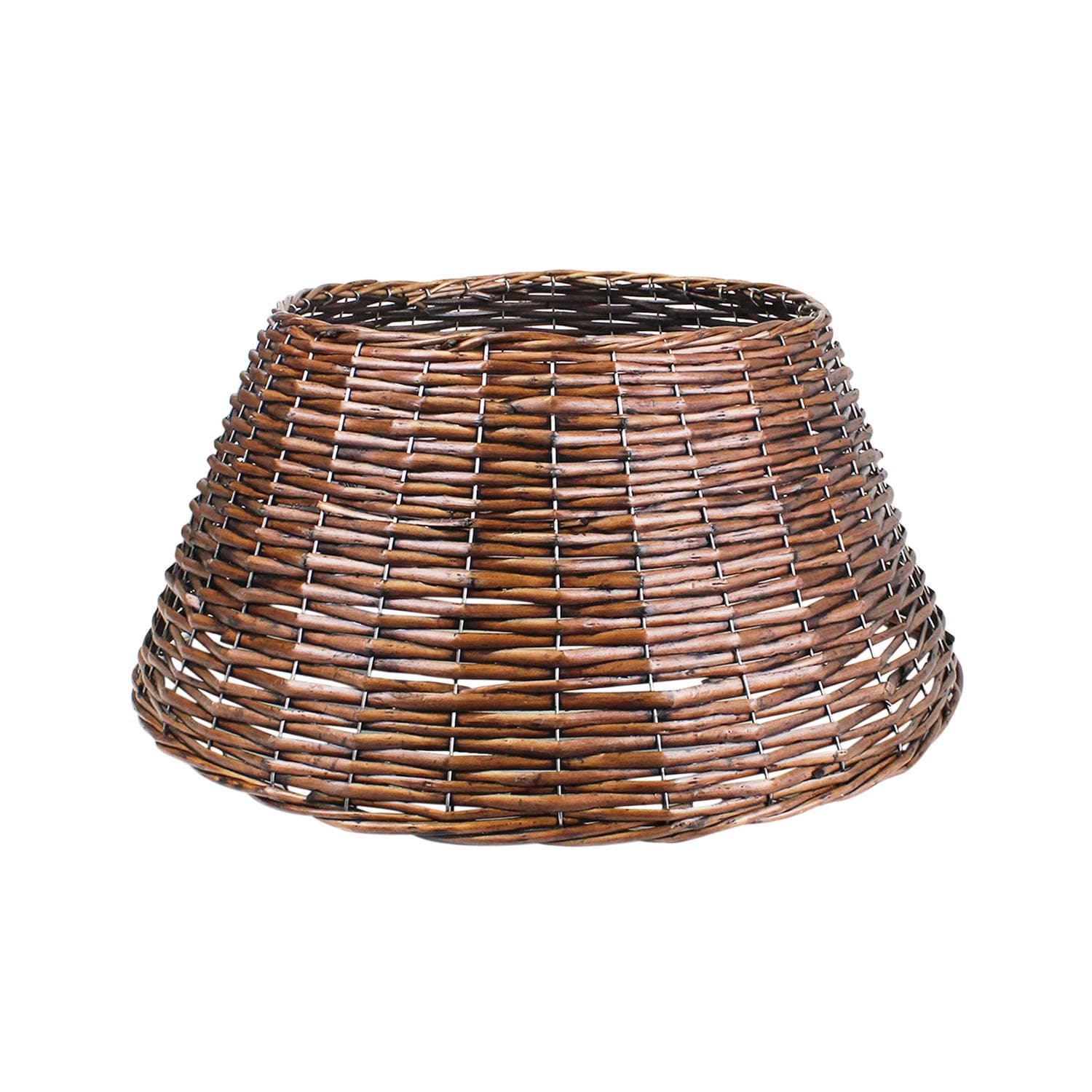 DANIEL JAMES Housewares Xmas Tree Skirt Rattan Christmas Wicker Stand Base Basket Cover Floor Decoration (Brown)