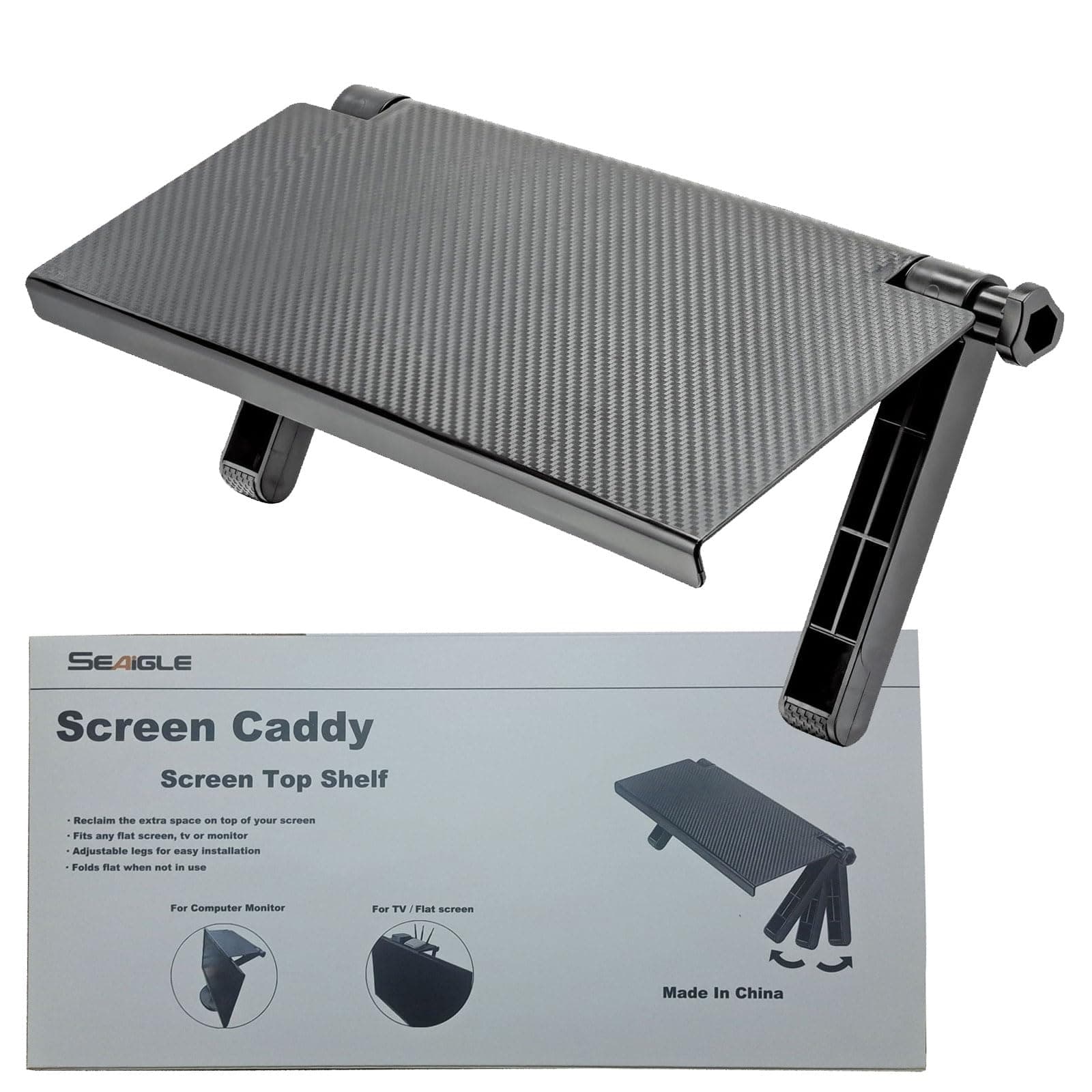 TV Top Shelf for Cable Box, Computer Monitor Screen Caddy Top Shelf Mount Office Desk Storage Organizer Rack Universal 13 × 6 inch