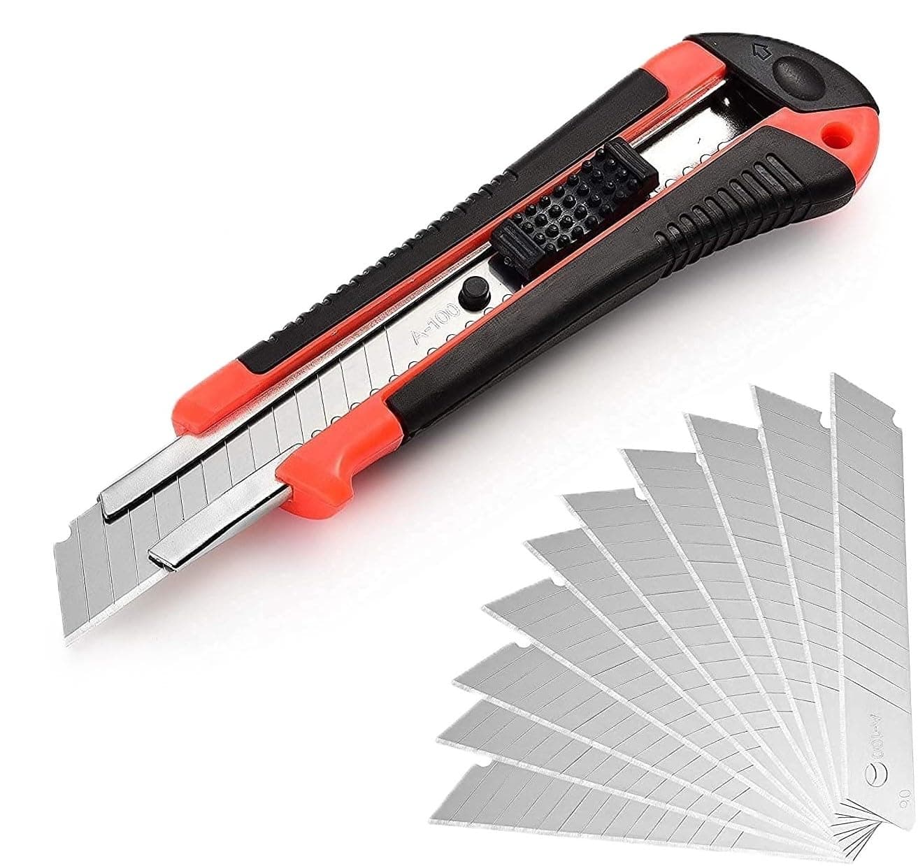 KABEER ART Heavy Duty 18 mm Cutter Set With 10 Replacement Blades