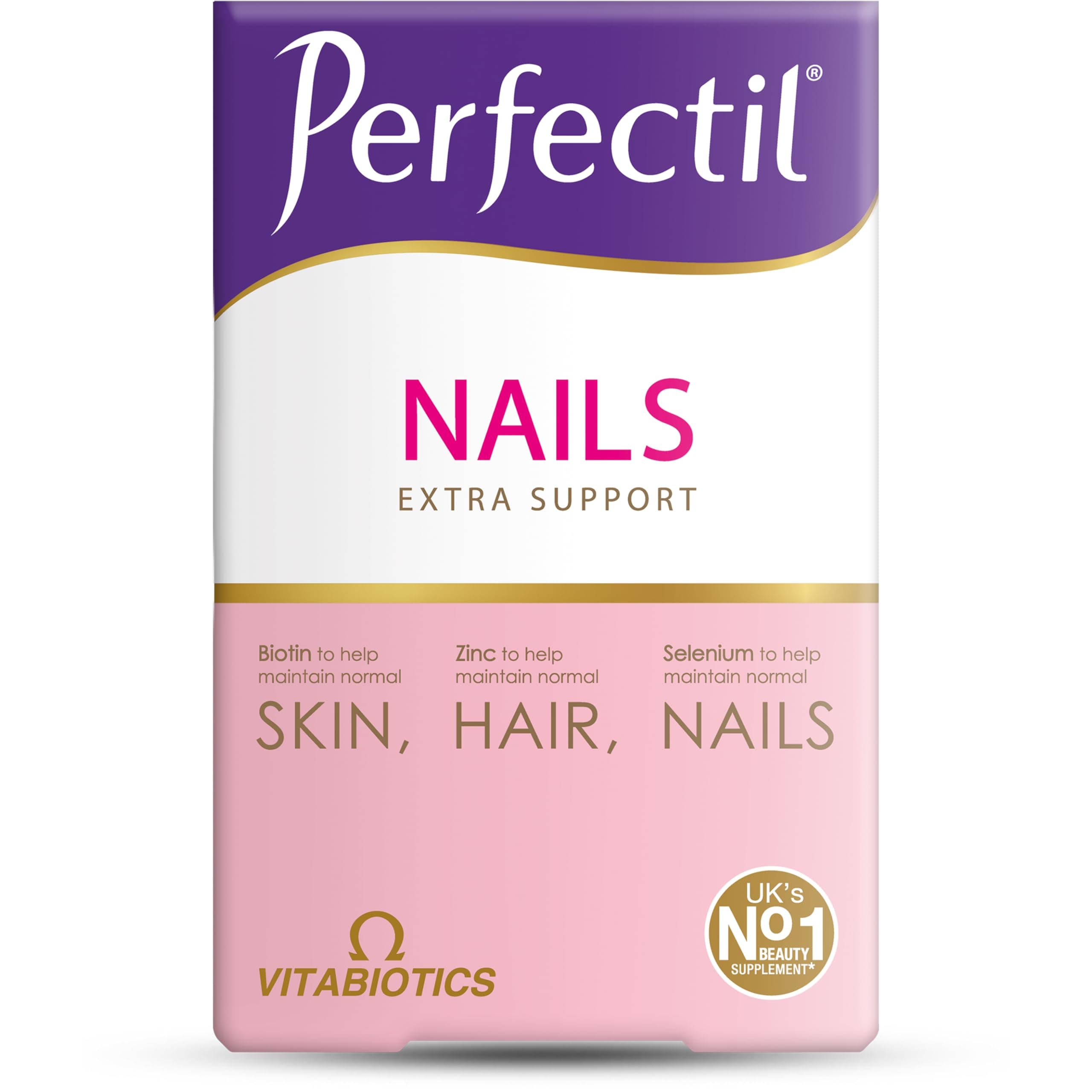 Perfectil Nails Beauty Supplement for Nails - Includes Selenium, Biotin & CoQ10, 60 Tablets 30-Day Supply, by Vitabiotics