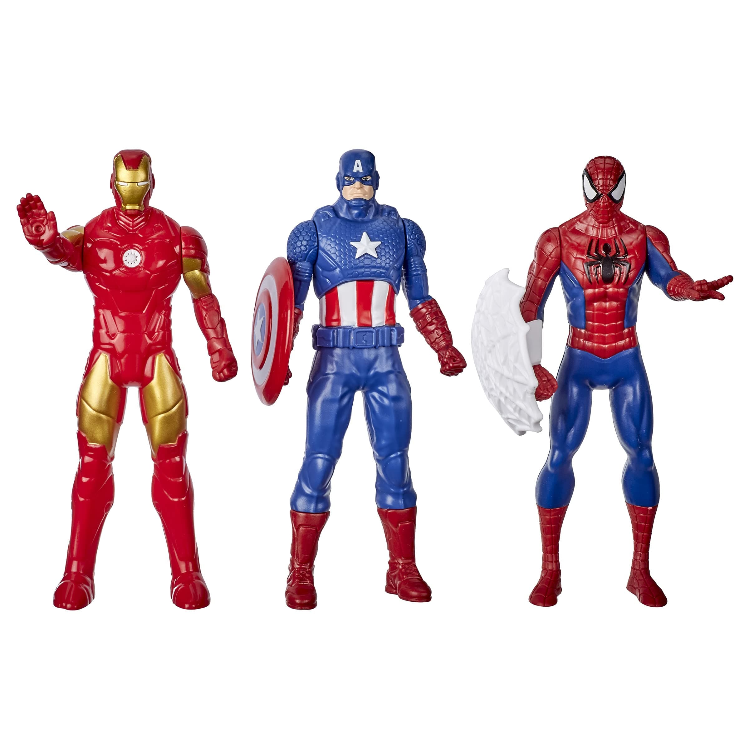 Marvel Hasbro Marvel Action Figure Toy 3-Pack, Iron Man, 6-inch Figures, Spider-Man, Captain America, For Kids Ages 4 and Up
